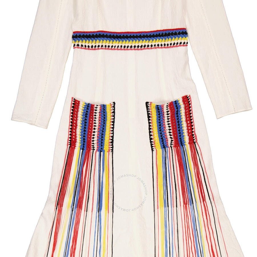 Chloe Ladies Iconic Milk Crochet-Detail Long Dress - 7