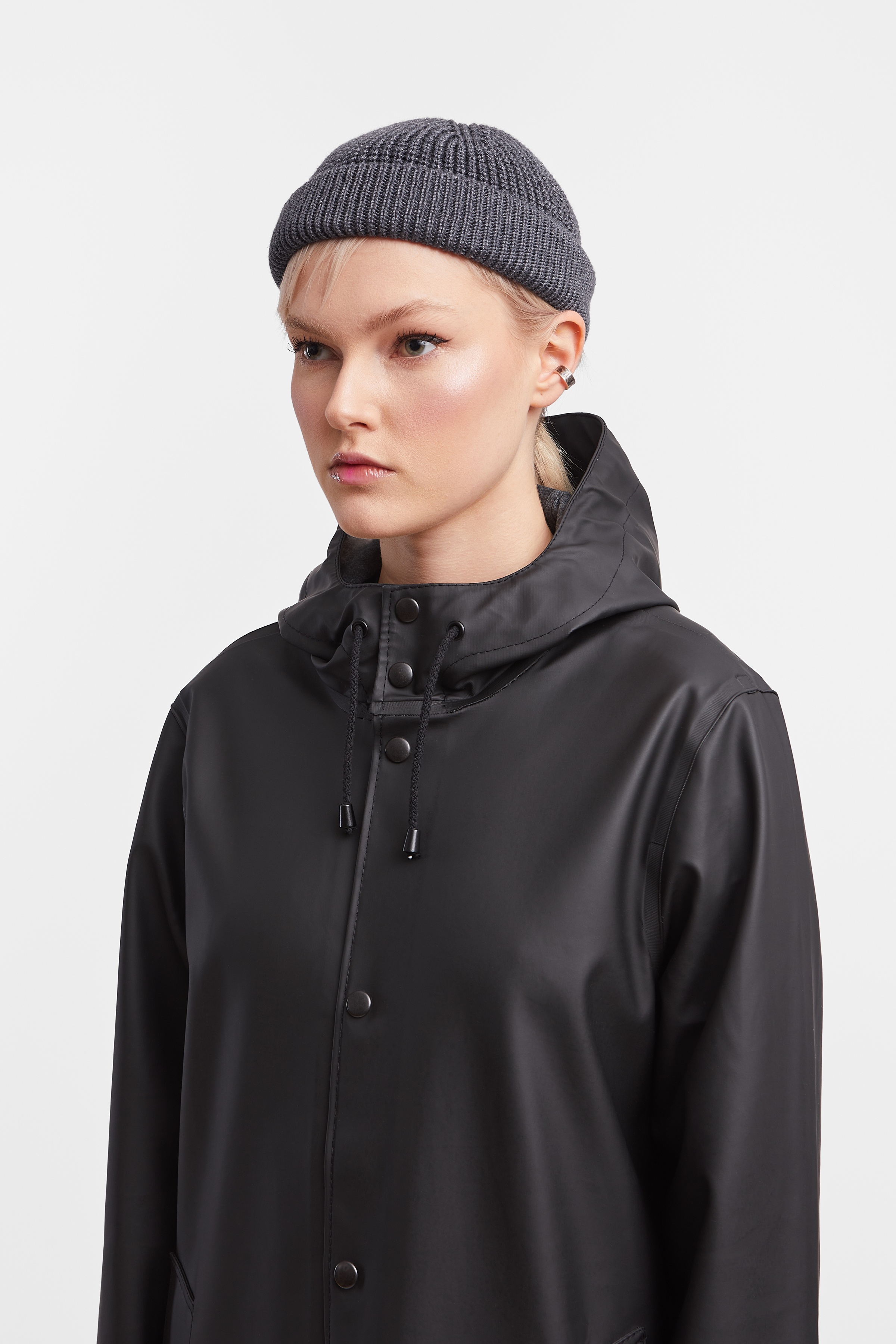 Stockholm Long Print Raincoat Black - 14