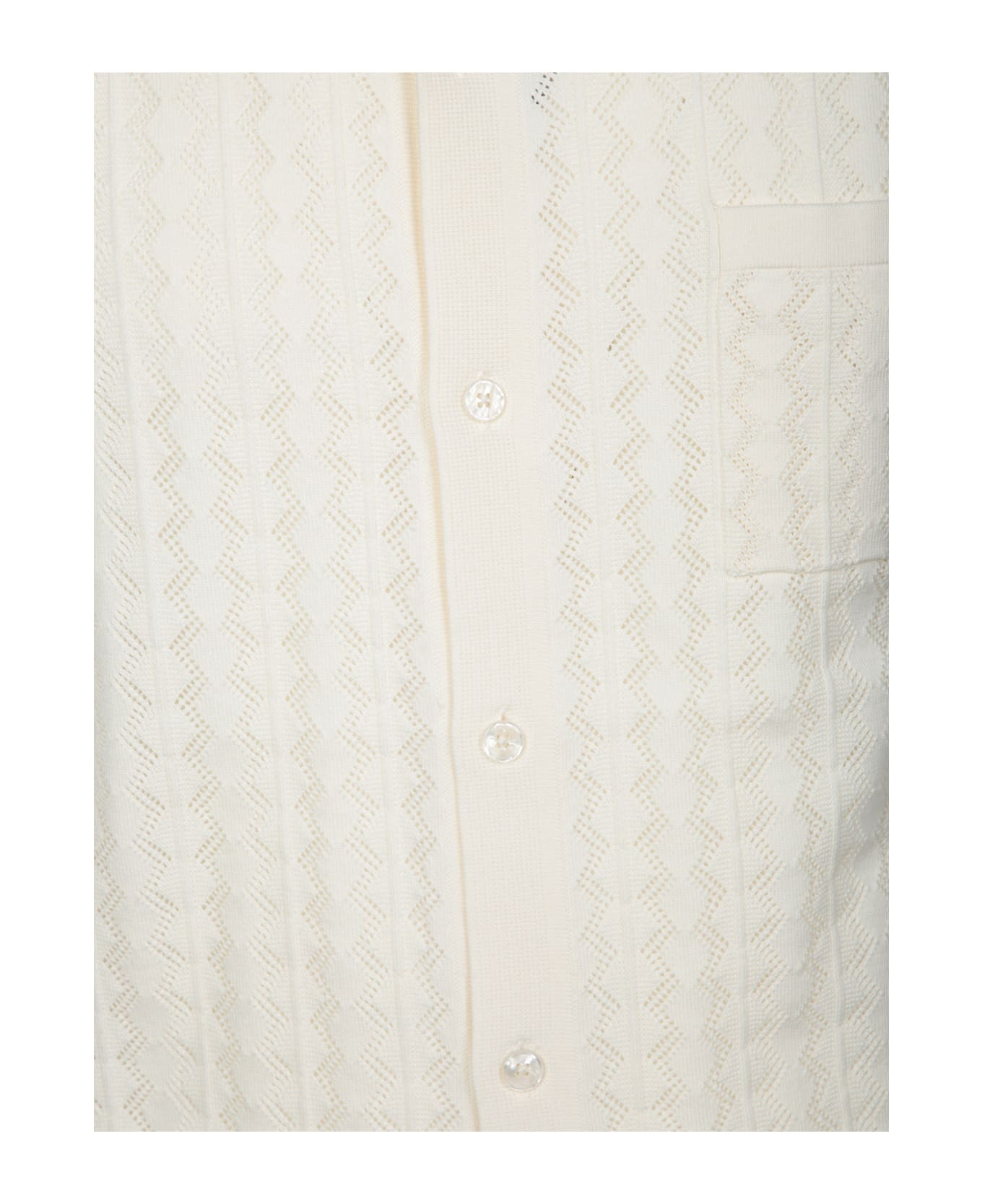 Perforated Cotton Knit Shirt - 3