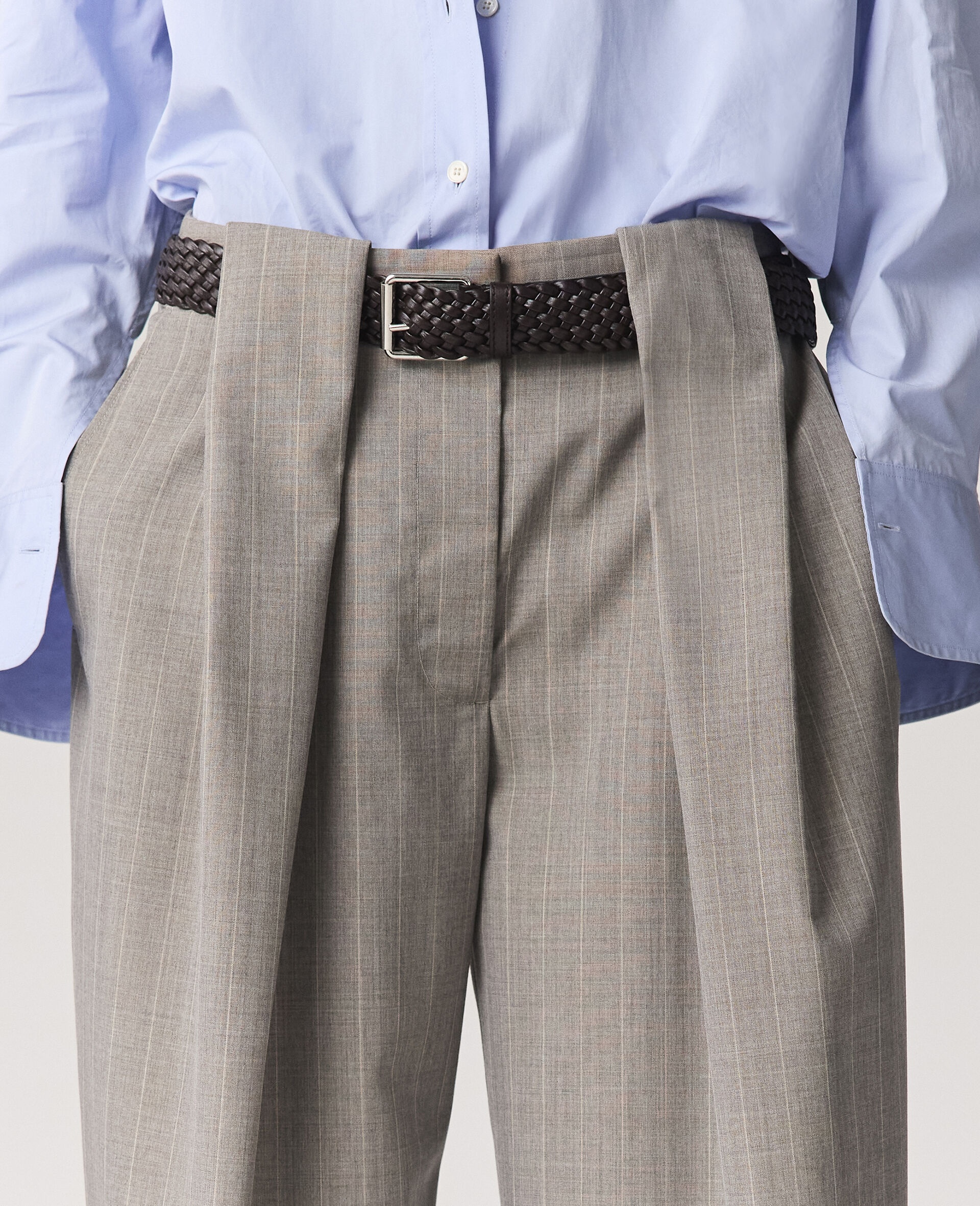 Slouchy Paneled Pinstripe Pants - 4
