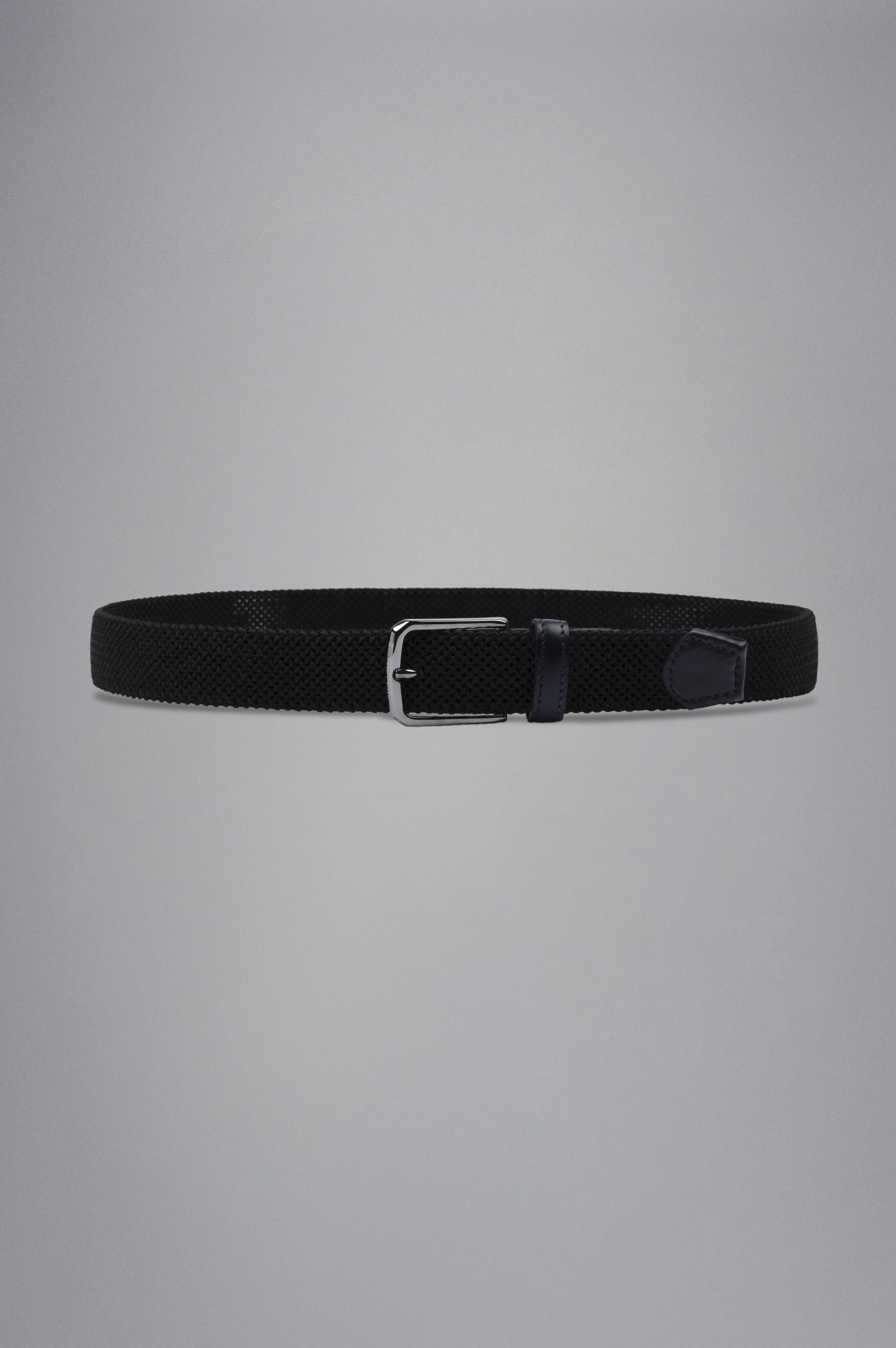 LEATHER TRIMMED WOVEN ELASTIC BELT - 1