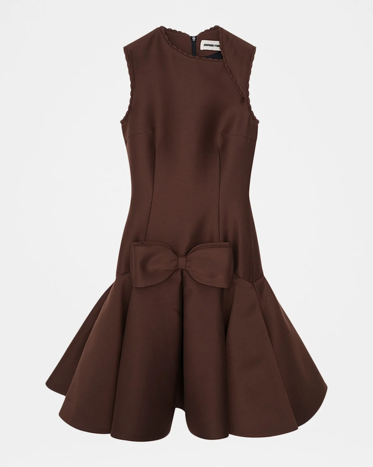 Asymmetric Satin Drop-Waist Dress - 1