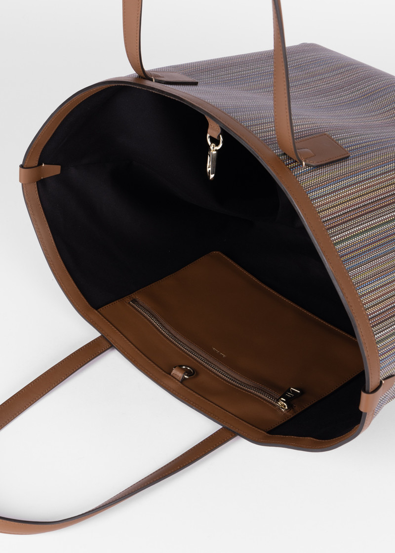 'Signature Stripe' Coated Canvas Tote Bag 5