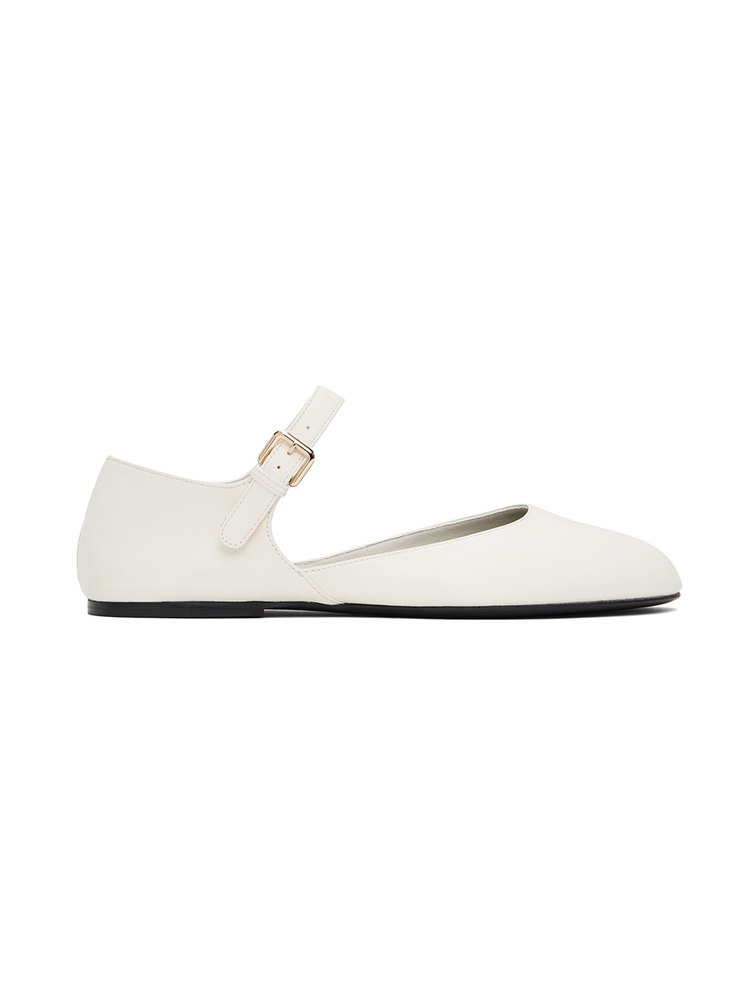 White Round Toe D'Orsay Ballerina Flats - 1