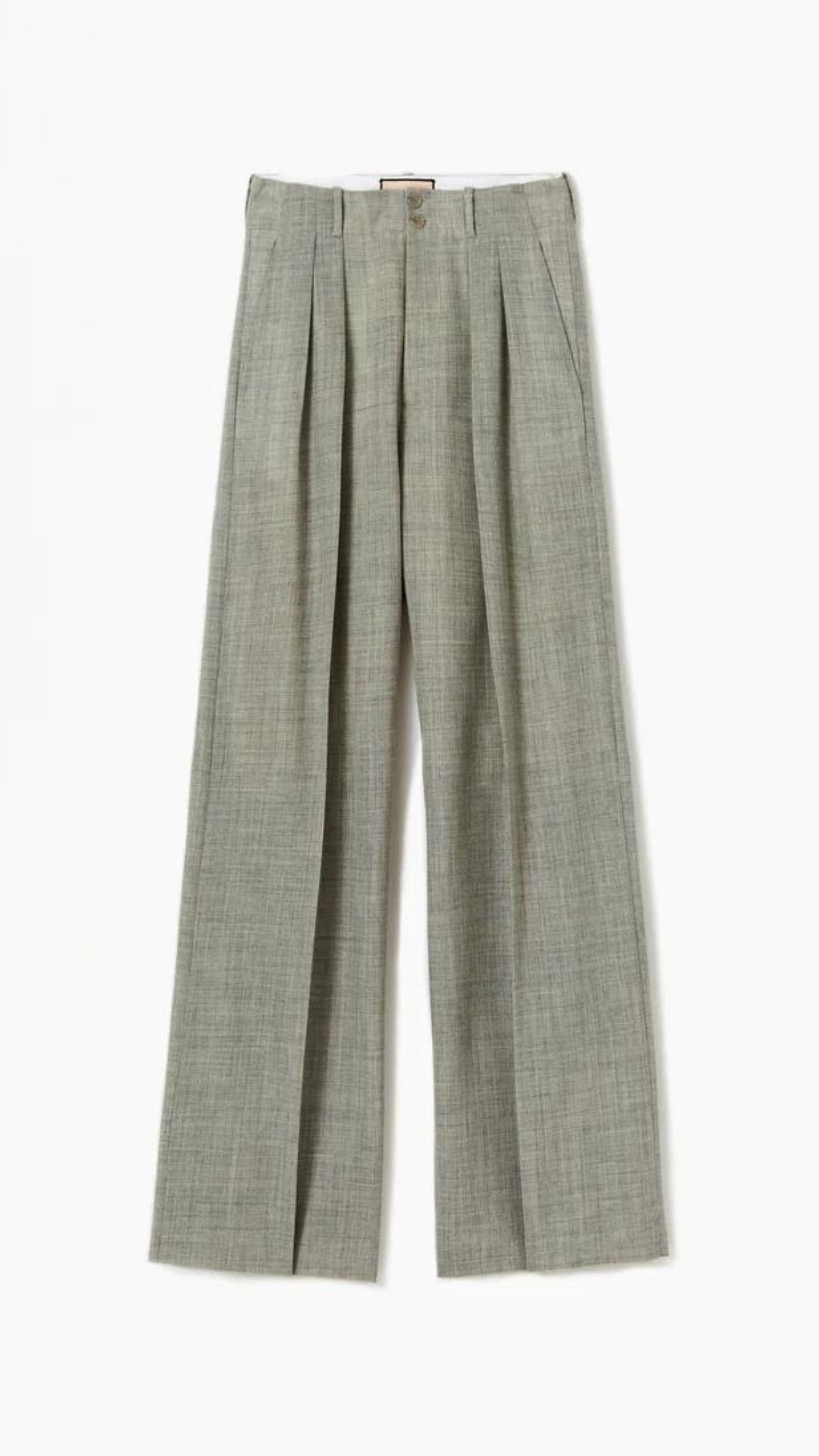 Pleated Melange Wide Leg Pants - 1