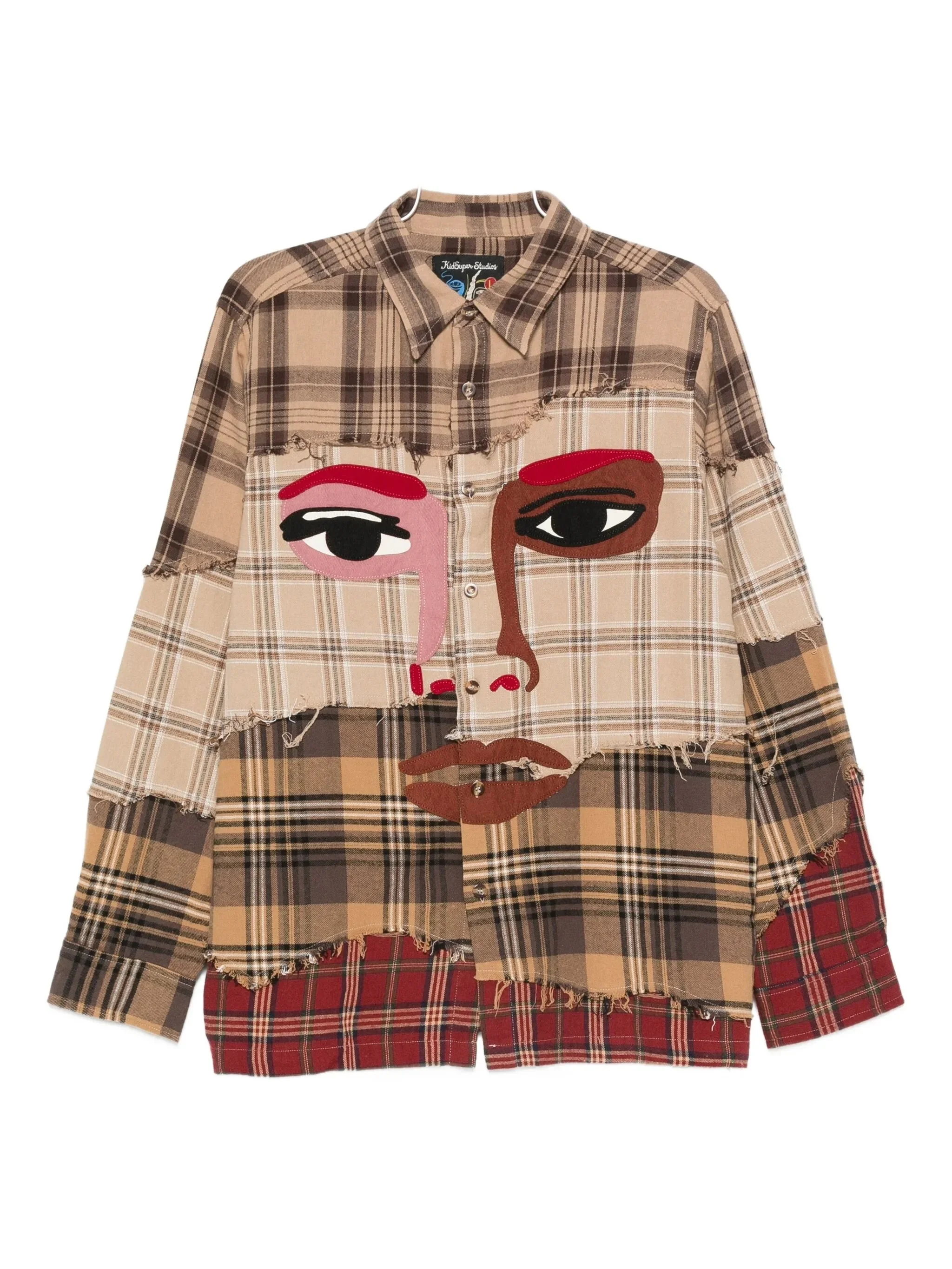 Kidsuper Face-appliqué Plaid Shirt - 1