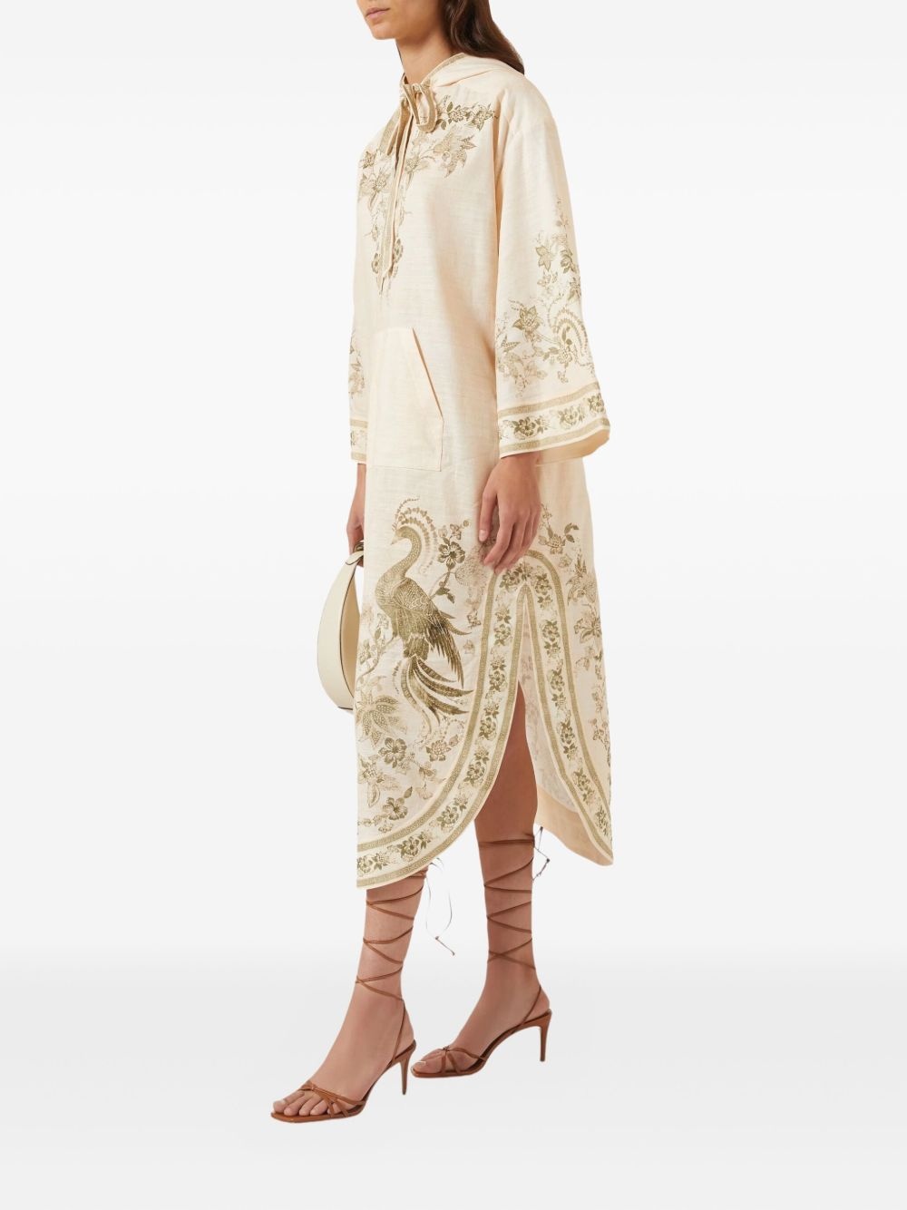 printed hooded midi dress - 3