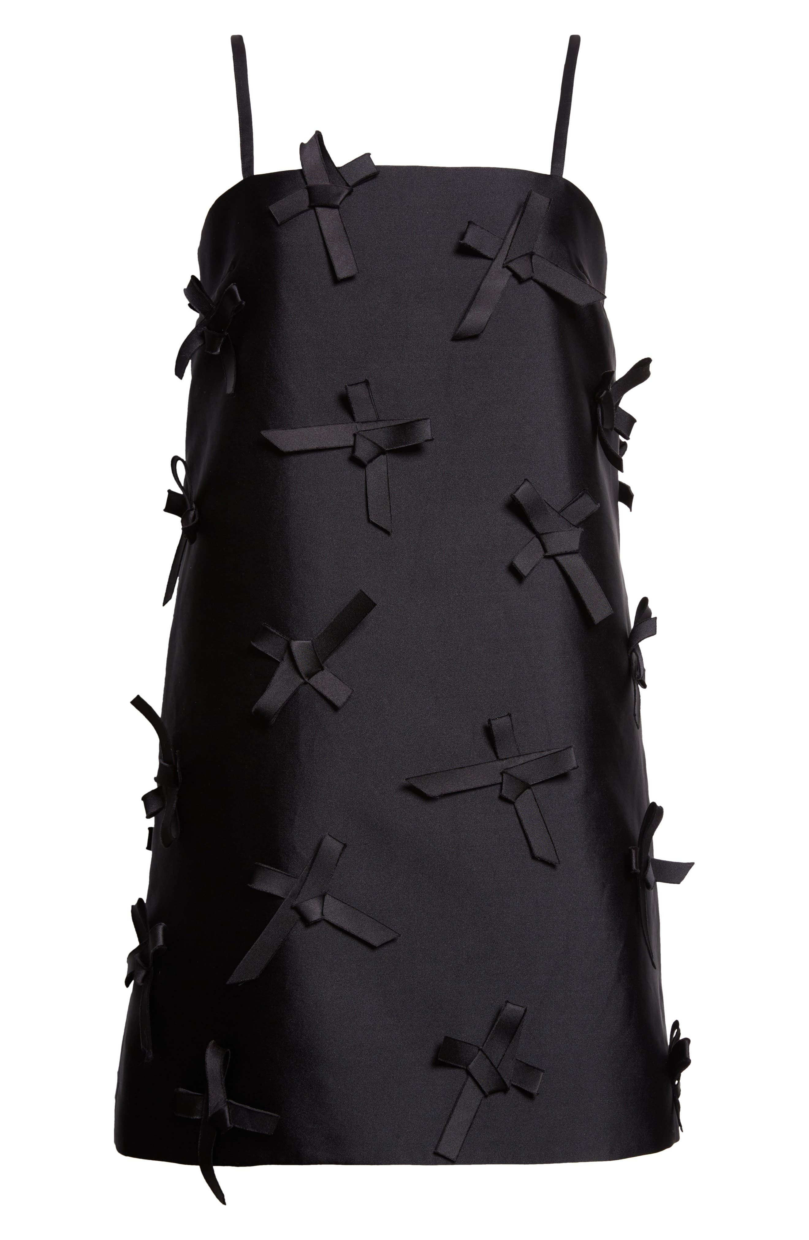 Jil Sander Bow Embellished Duchess Satin Minidress in Black at Nordstrom - 5