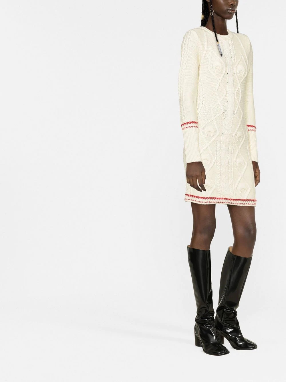 cable-knit wool dress - 3