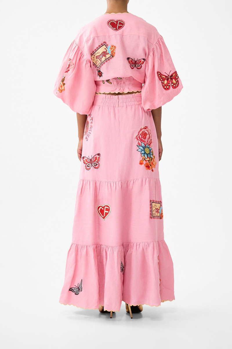 CAMILLA TIE FRONT PUFF SLEEVE TOP outlook