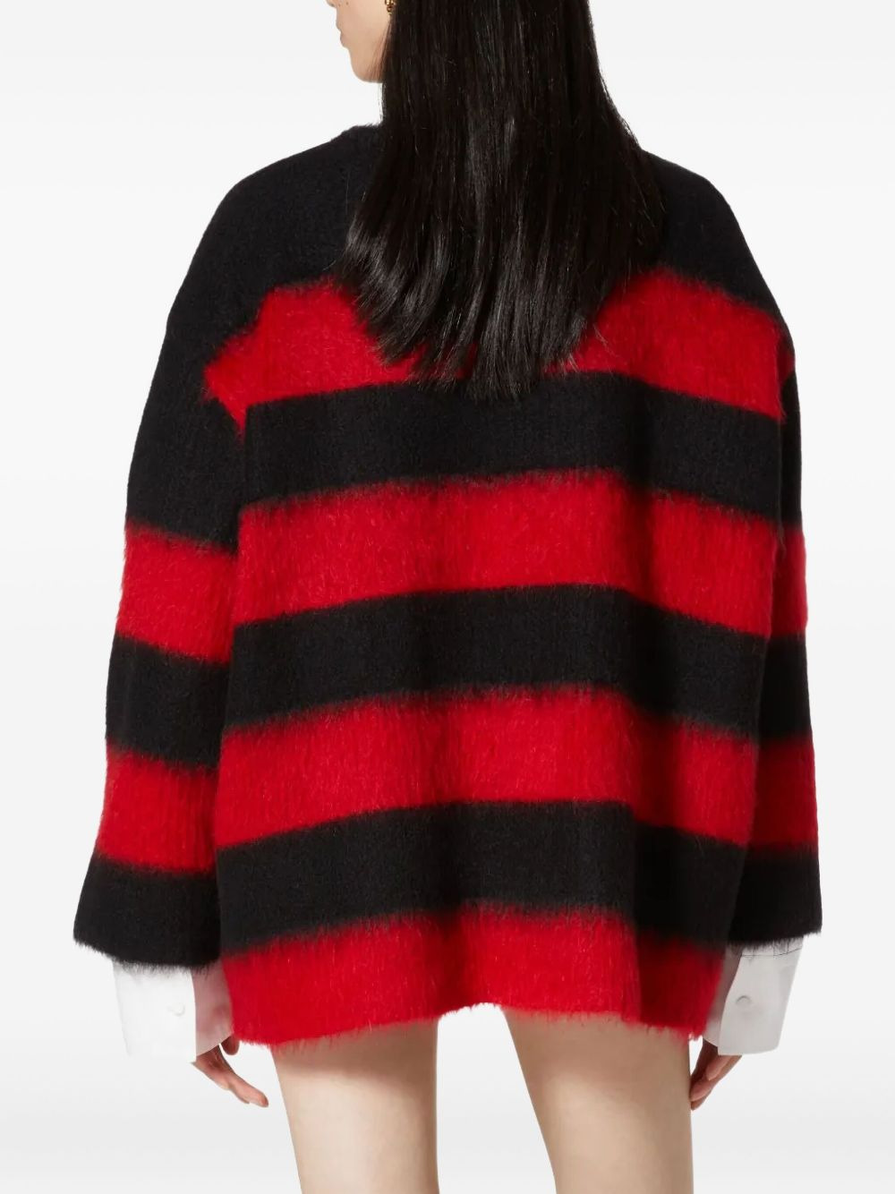 stripe-pattern mohair-blend jumper - 4