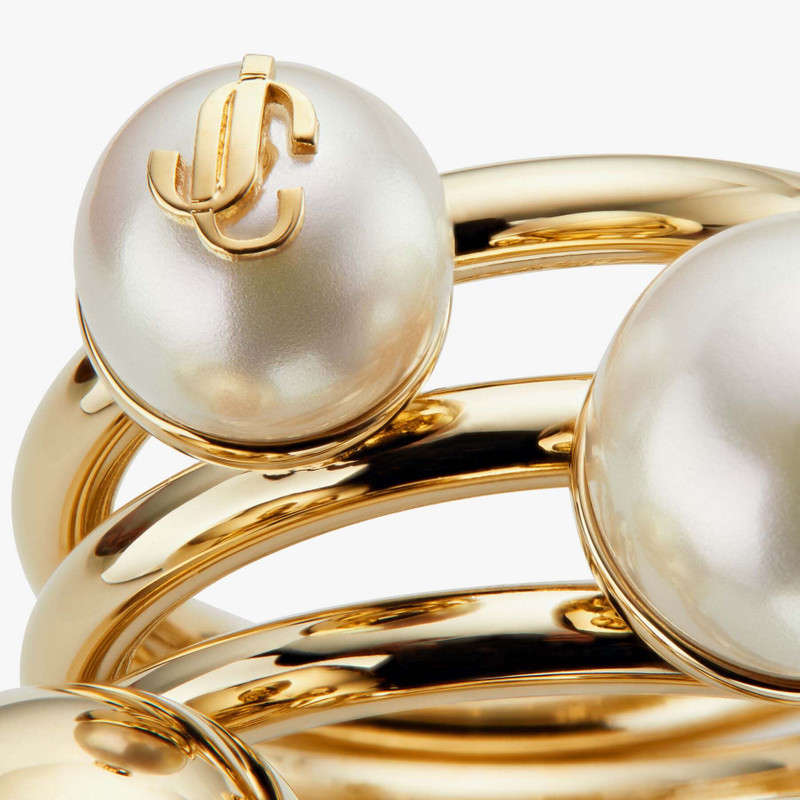 JC Multi Pearl Ring Gold-Finish Metal Ring with Pearls 4