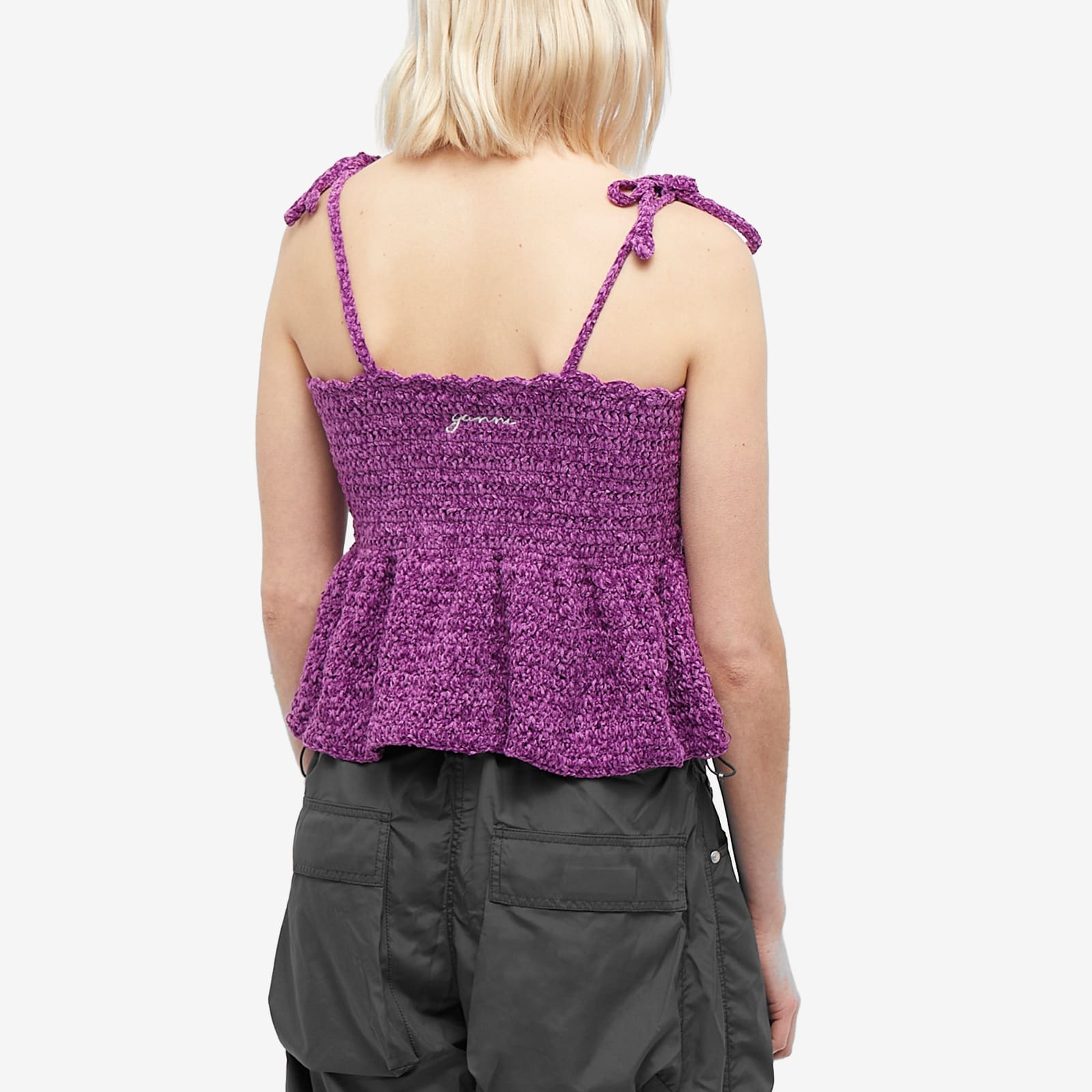 GANNI GANNI Velvet Crochet Bandeau Strap Top | REVERSIBLE