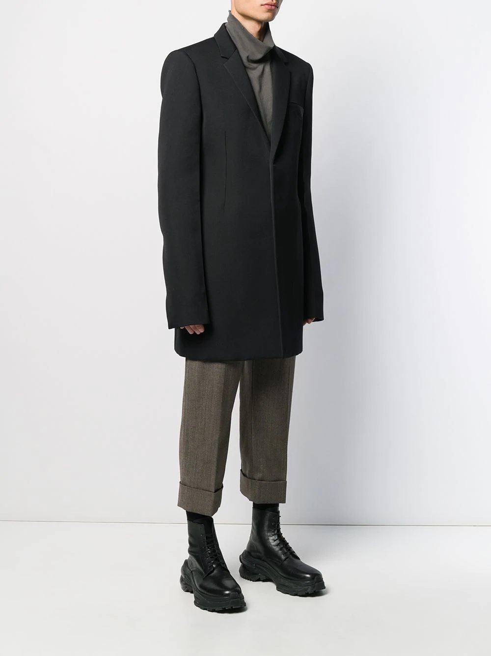 concealed button tailored coat - 3