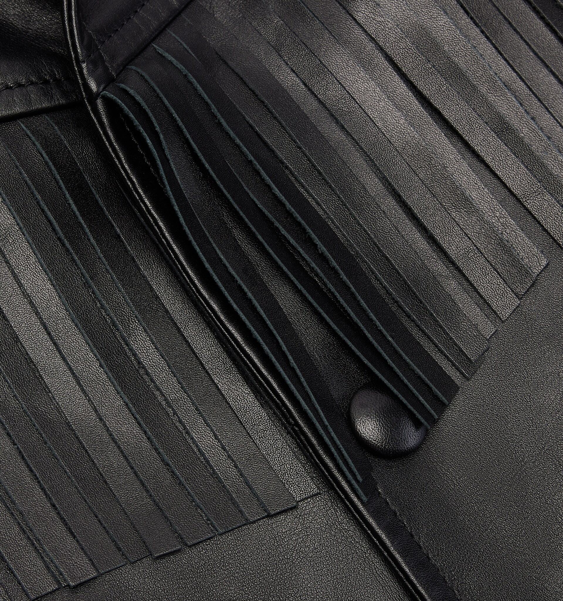 Leather Buttoned Jacket With Fringes - 4
