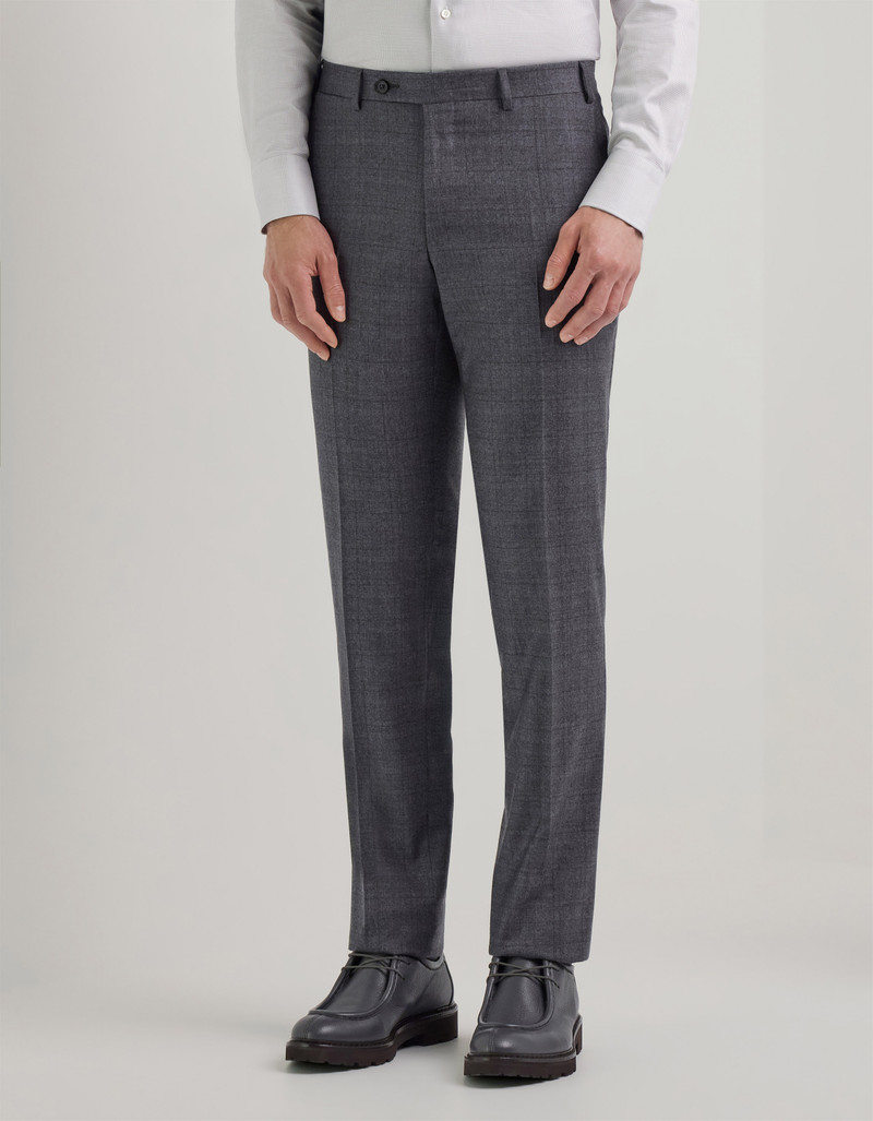 GREY AND BROWN MODERN FIT SUIT IN PURE 150'S WOOL 6