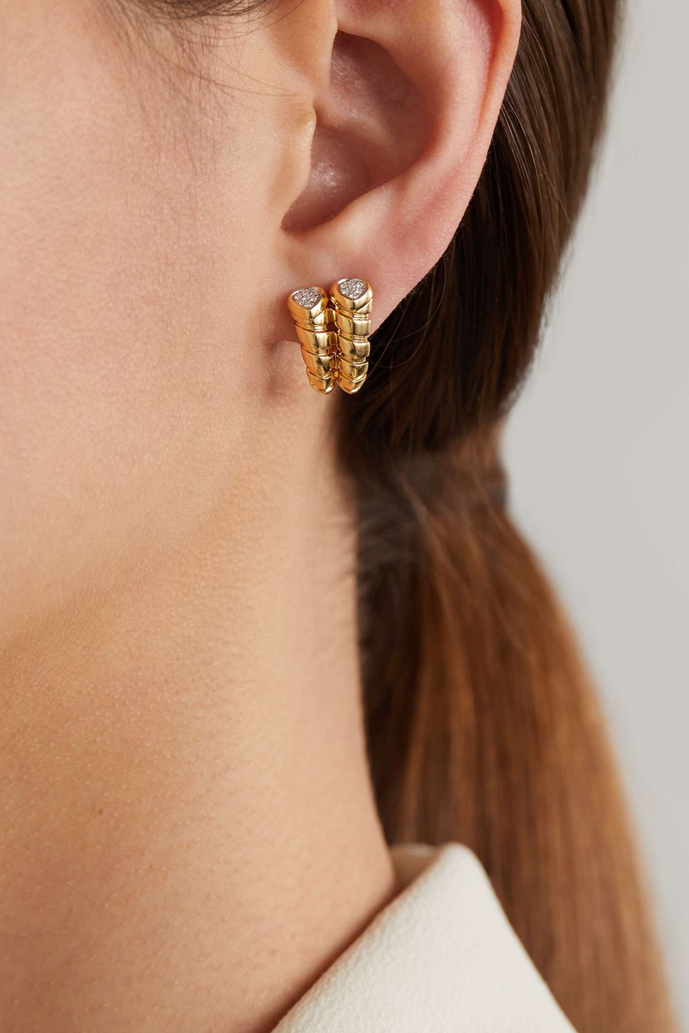 Trisolina Double 18-karat gold diamond earrings - 2