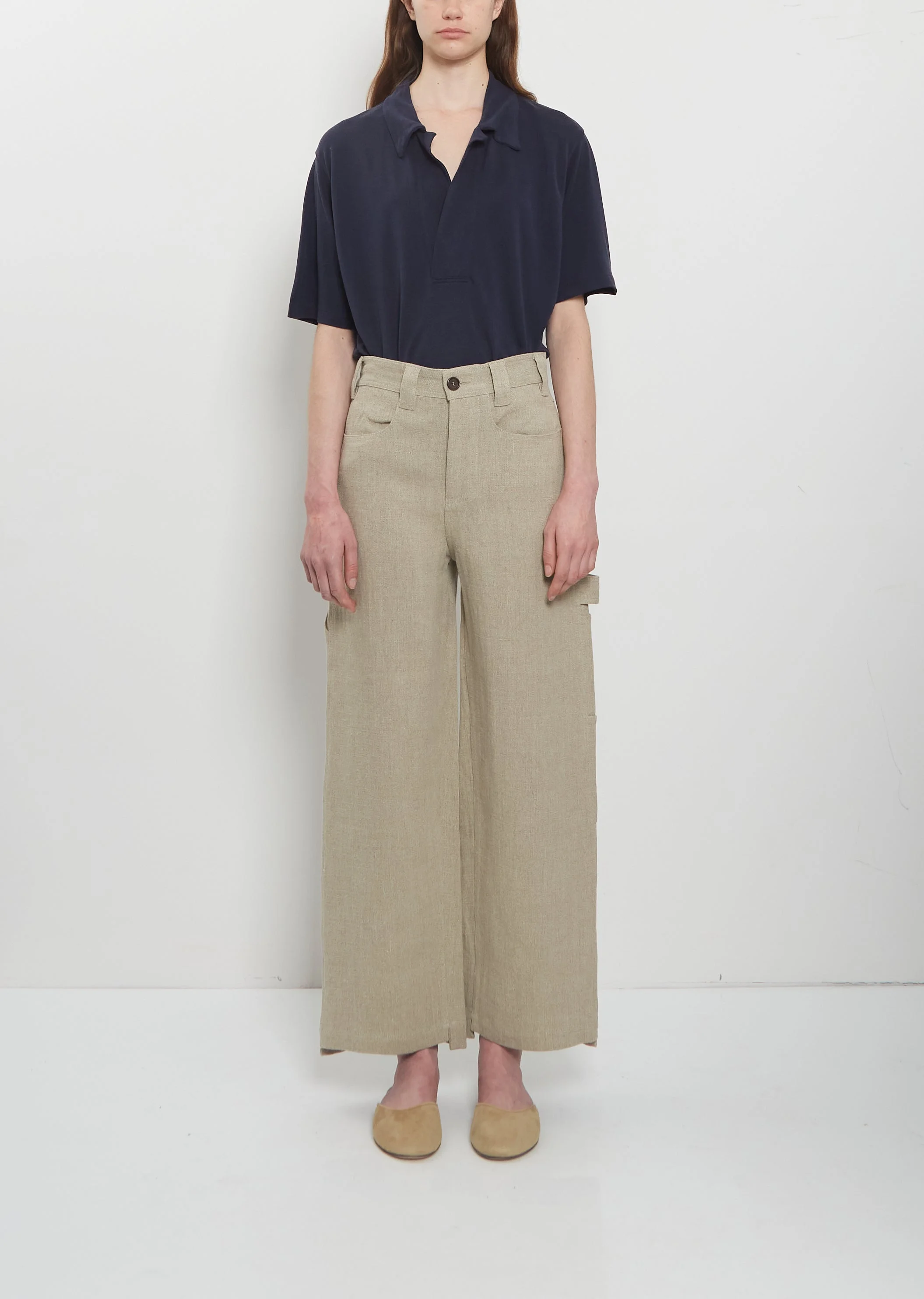 Frankie Heavyweight Linen Workwear Trousers - 1