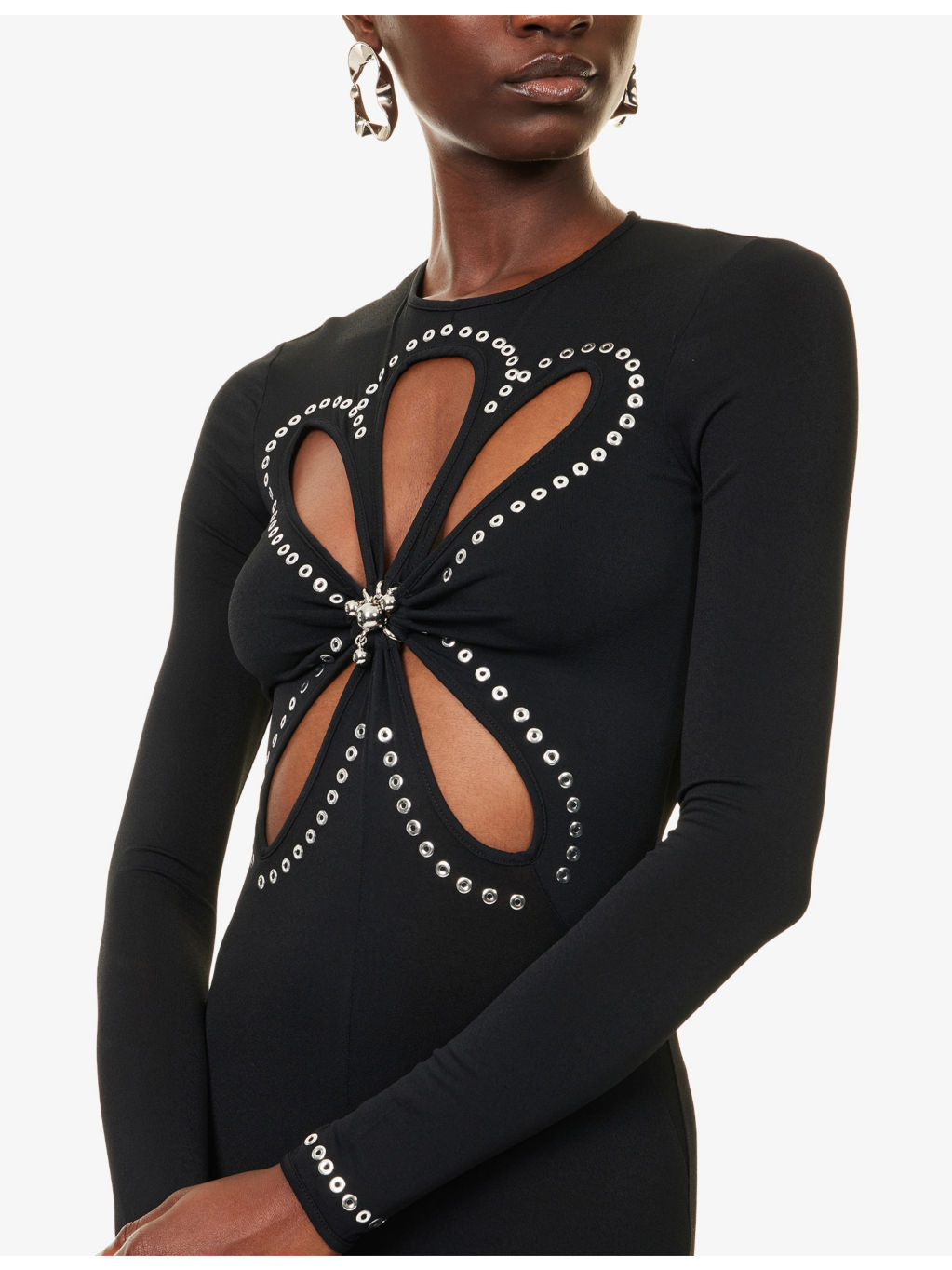 Embellishmed Cut-Out Stretch-Woven Maxi Gown - 5