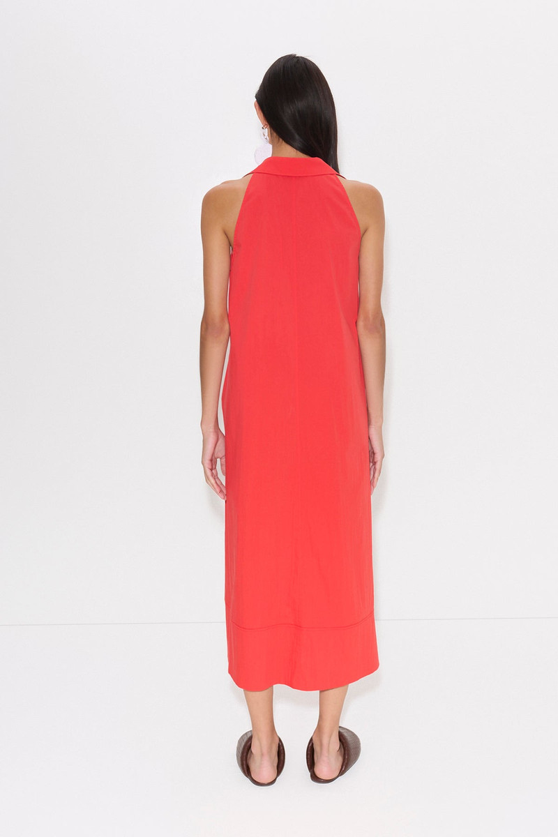 Nava Poplin Midi Dress in Cherry Red 4