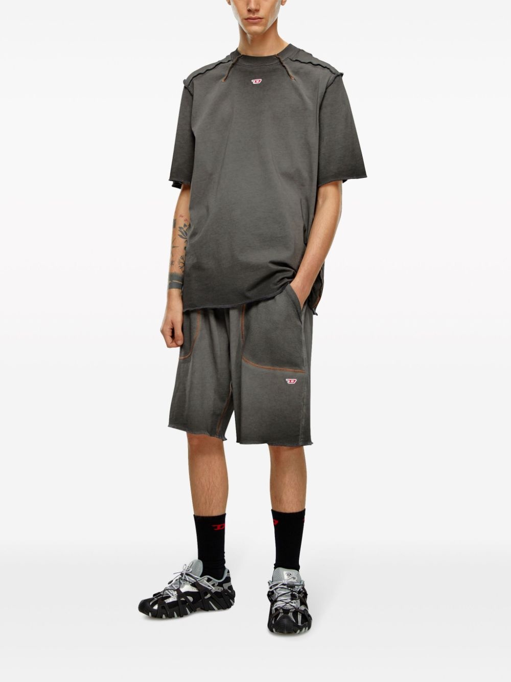 P-BASK faded-effect cotton-jersey shorts - 2