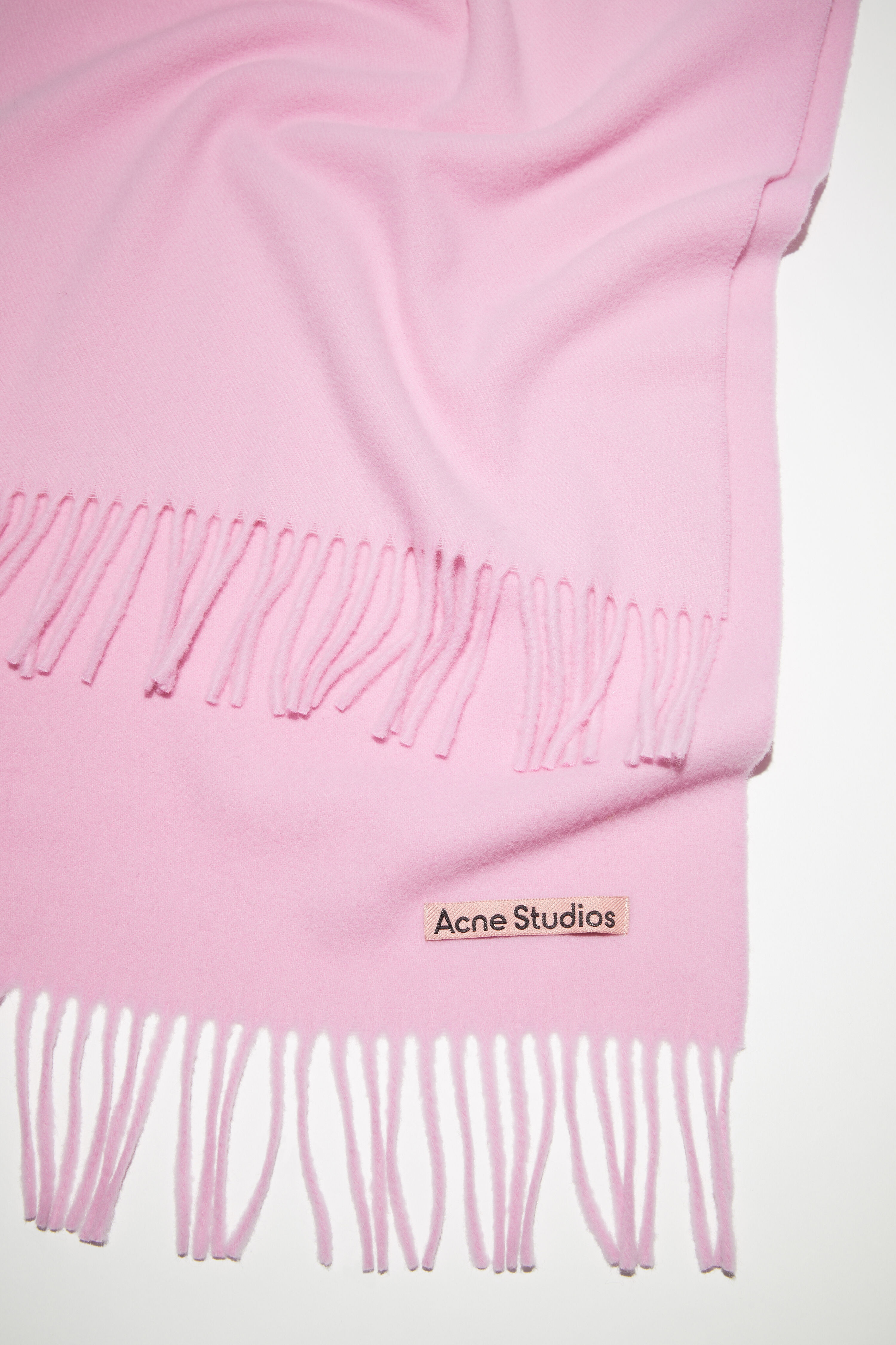 Fringe wool scarf – Narrow - Bubble Pink - 4
