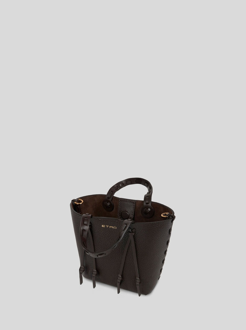 ETRO ESSENTIAL MINI LEATHER TOTE BAG WITH THREADING 4
