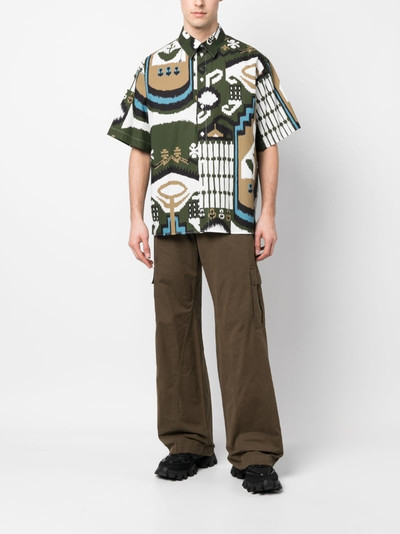 MSGM geometric-pattern print cotton shirt outlook