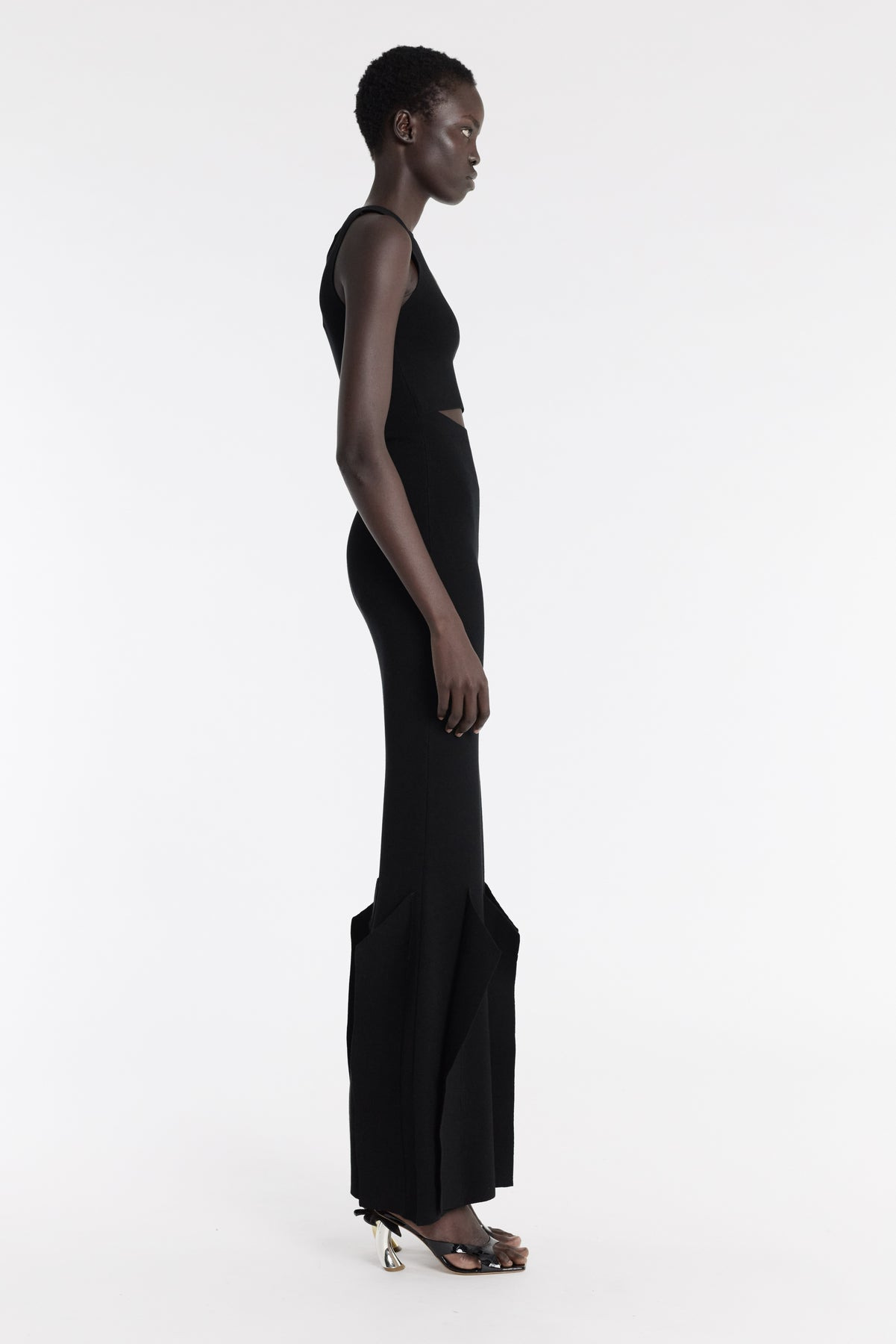 KNIT DRESS WITH HEM PANEL DETAIL BLACK - 5