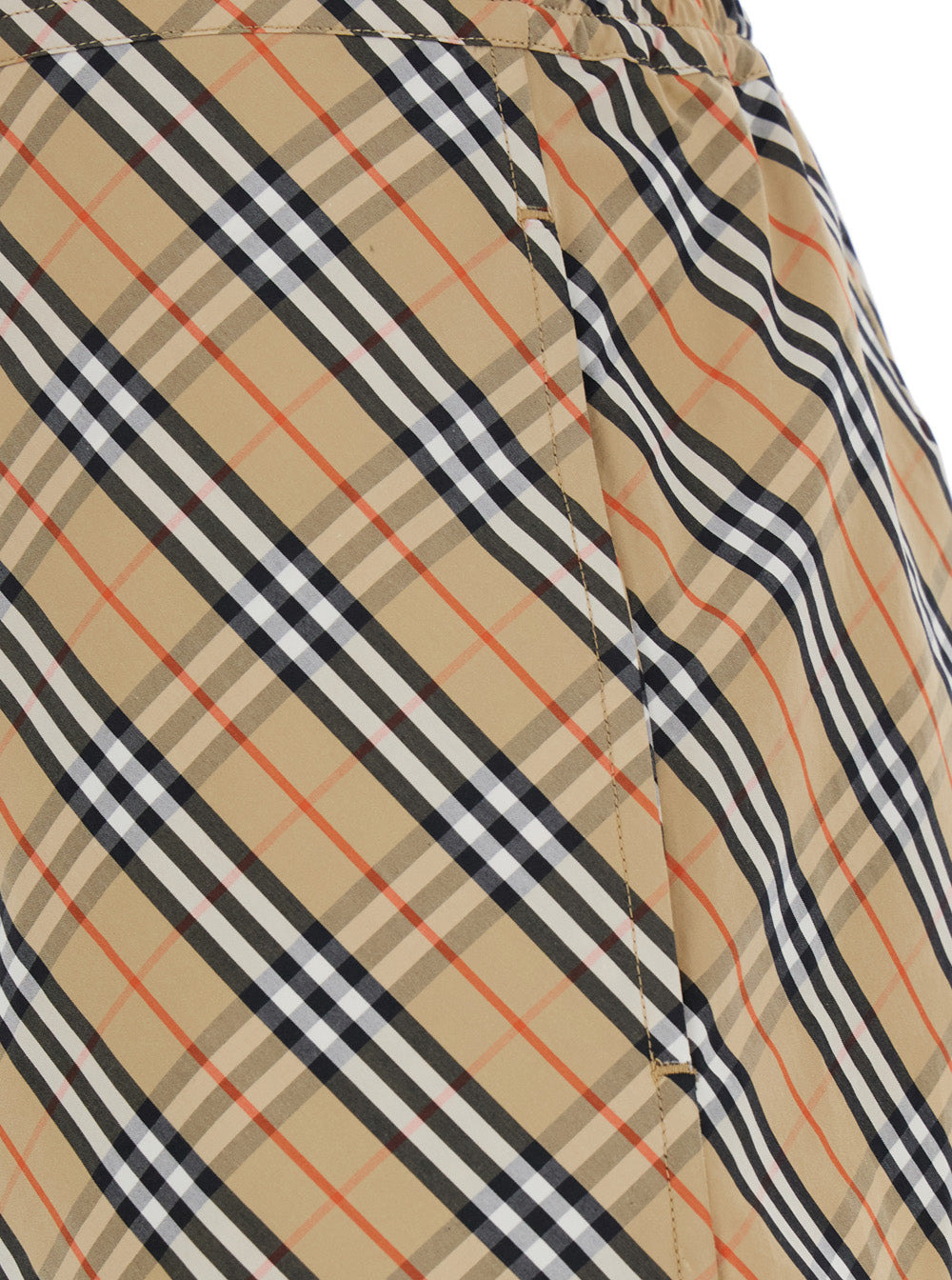Burberry Women Beige Shorts With Elastic Drawstring Waist And All-Over Check Motif In Cotton Woman - 3