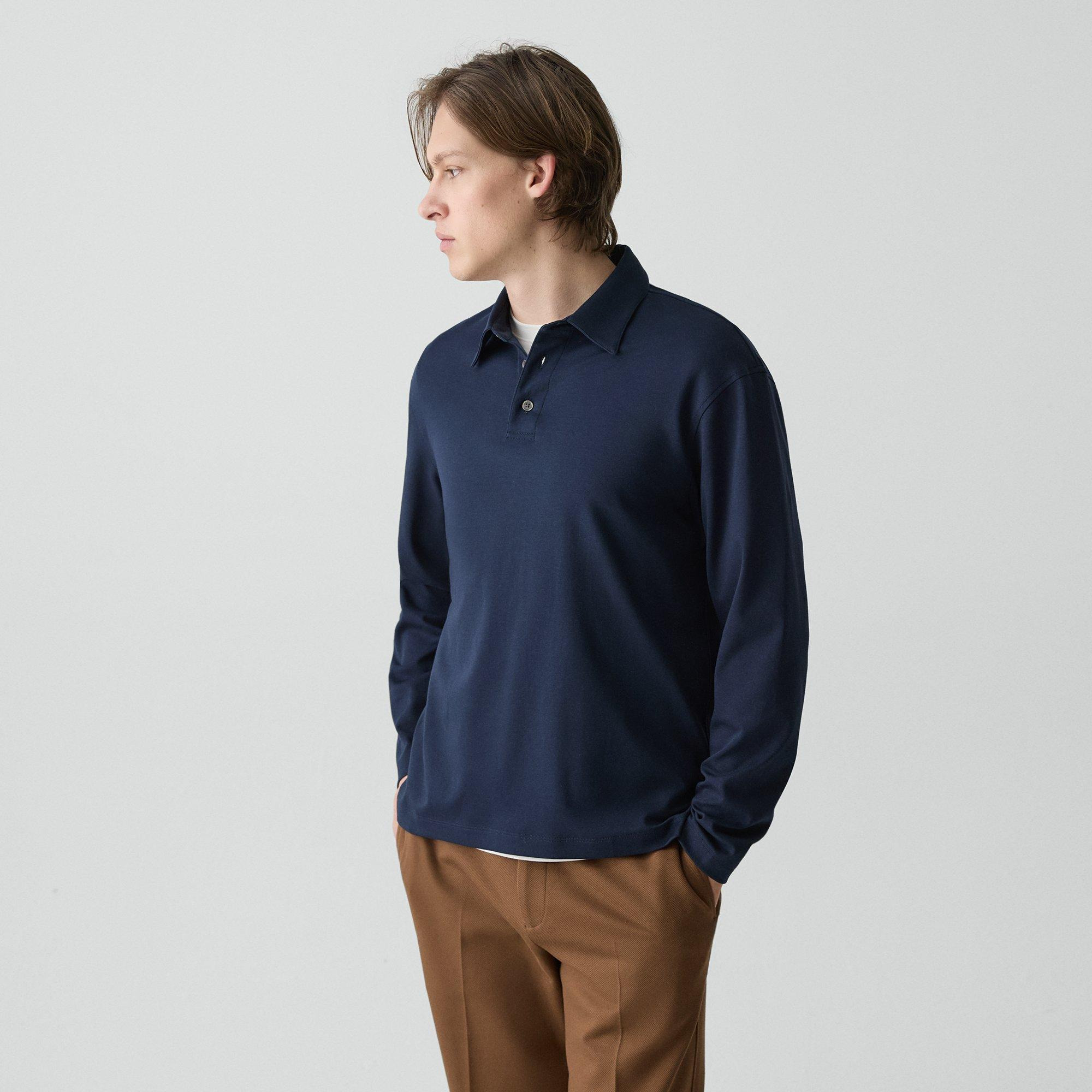 Relaxed Long-Sleeve Polo Shirt in Cotton Jersey - 3