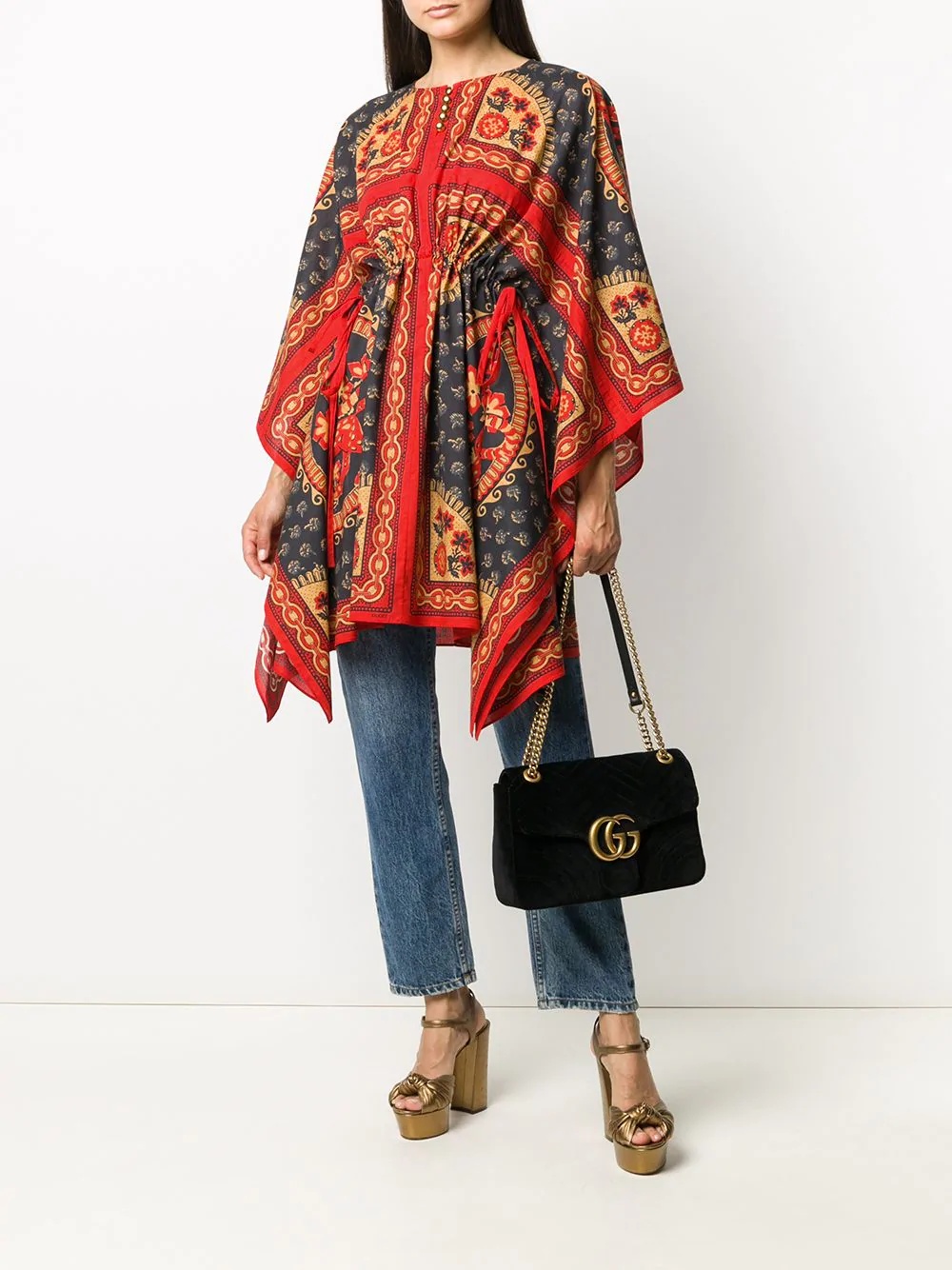 chain-link print asymmetric kaftan - 2