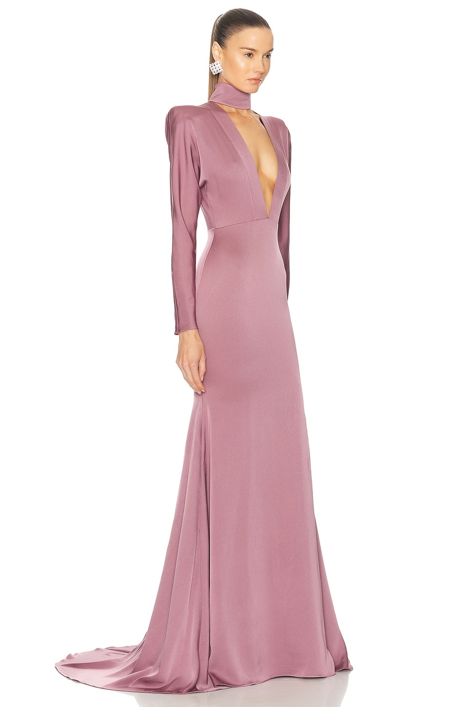 Long Sleeve V Neck Gown - 2