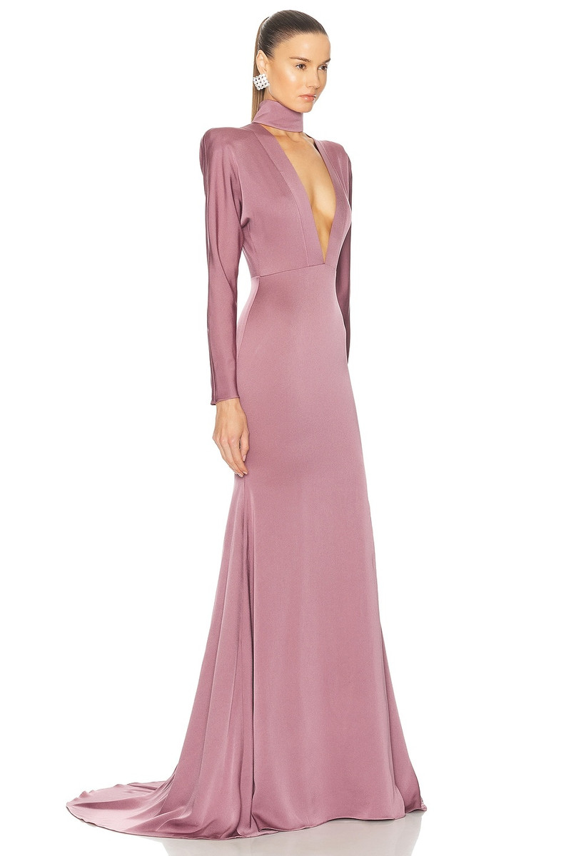 Long Sleeve V Neck Gown 2