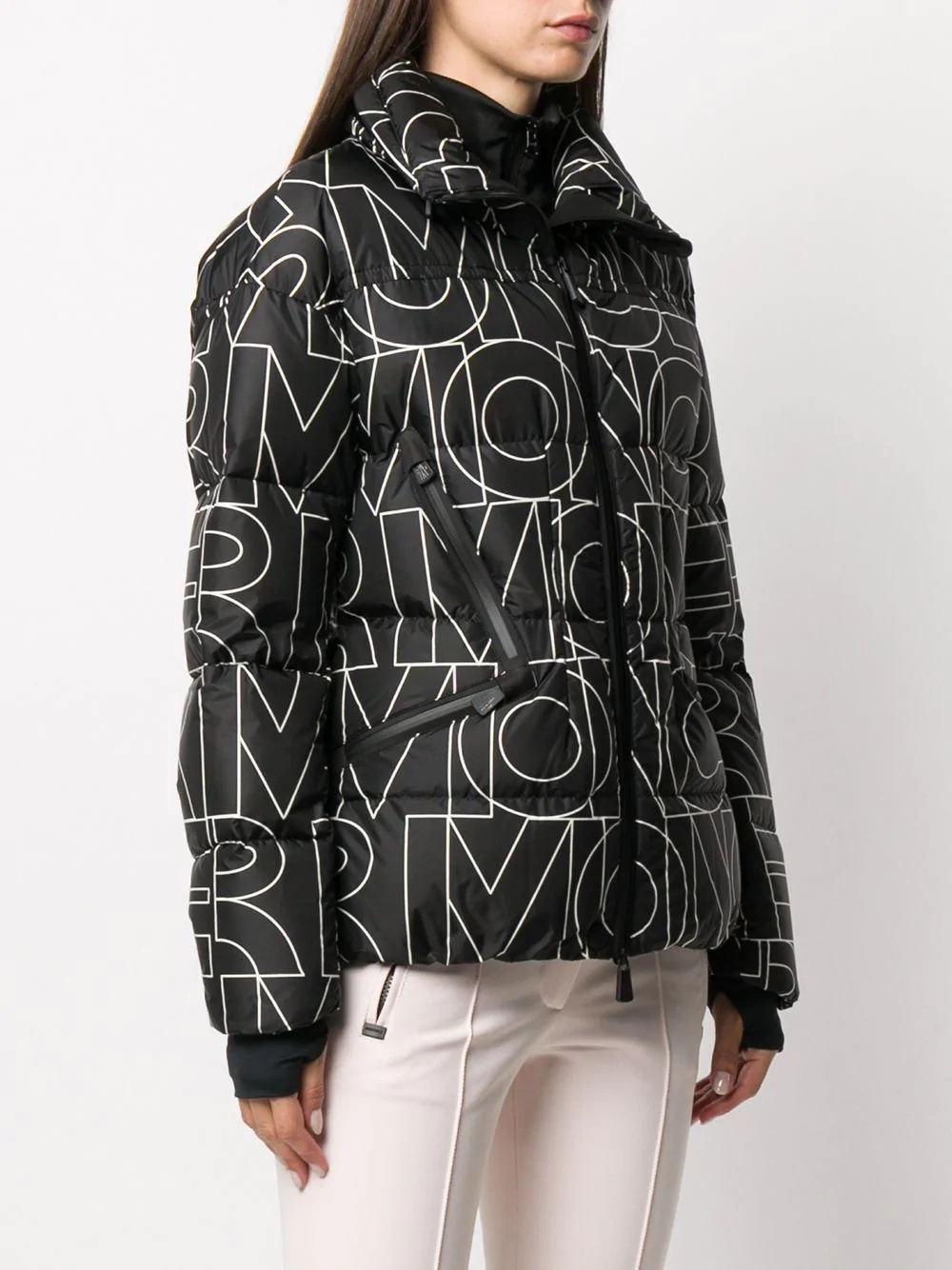 logo-print quilted jacket - 3