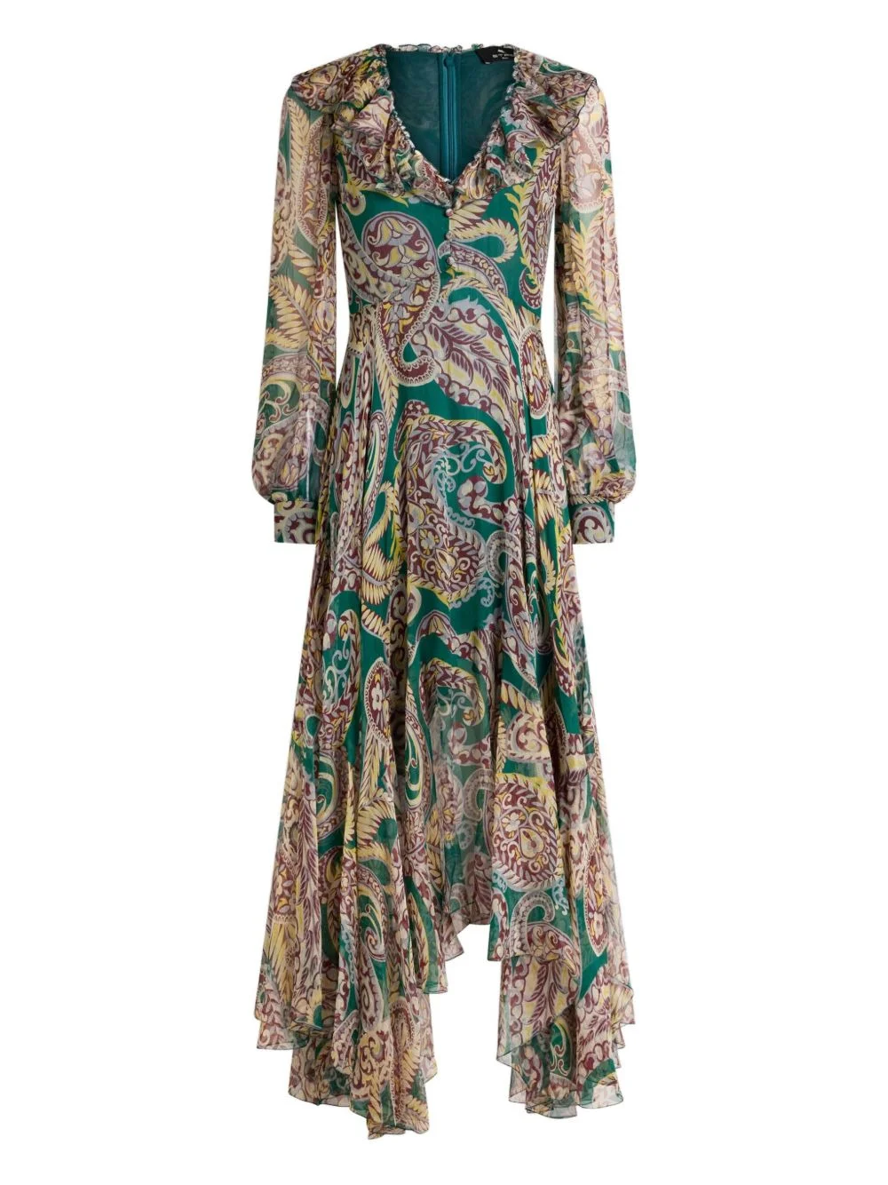 paisley ruffled maxi dress - 1