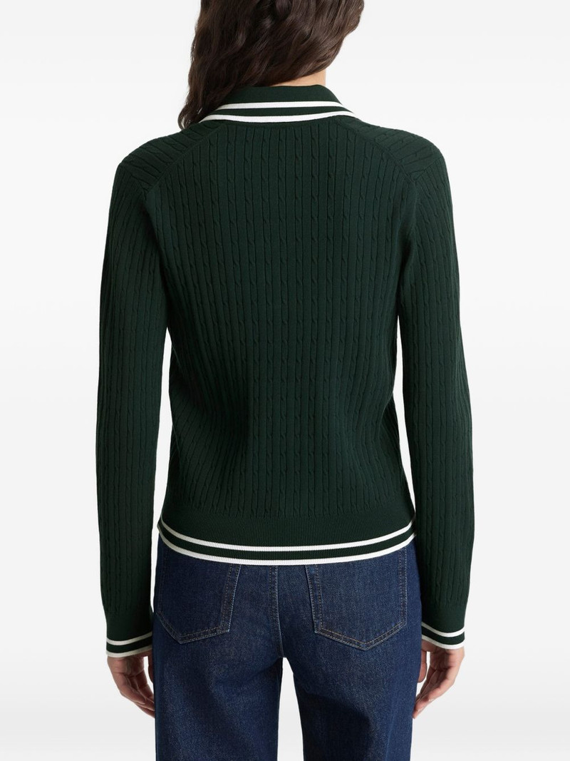 cable-knit striped polo shirt 4