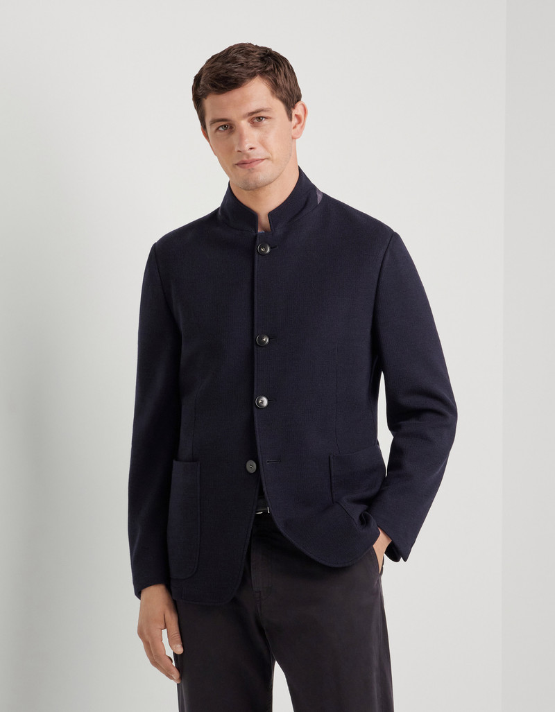NAVY BLUE WOOL AND COTTON JACKET 3