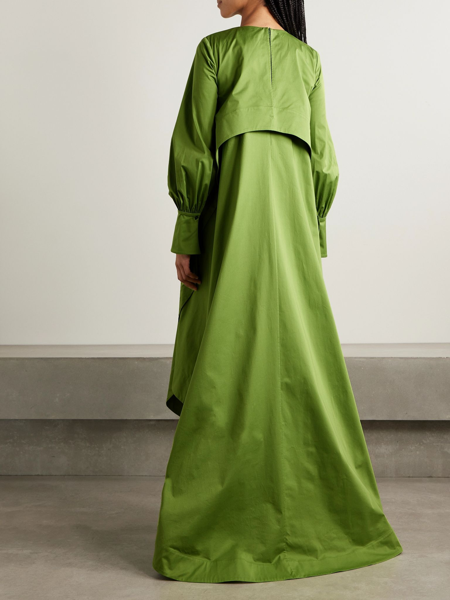 Draped embellished cotton-blend taffeta gown Green - 3