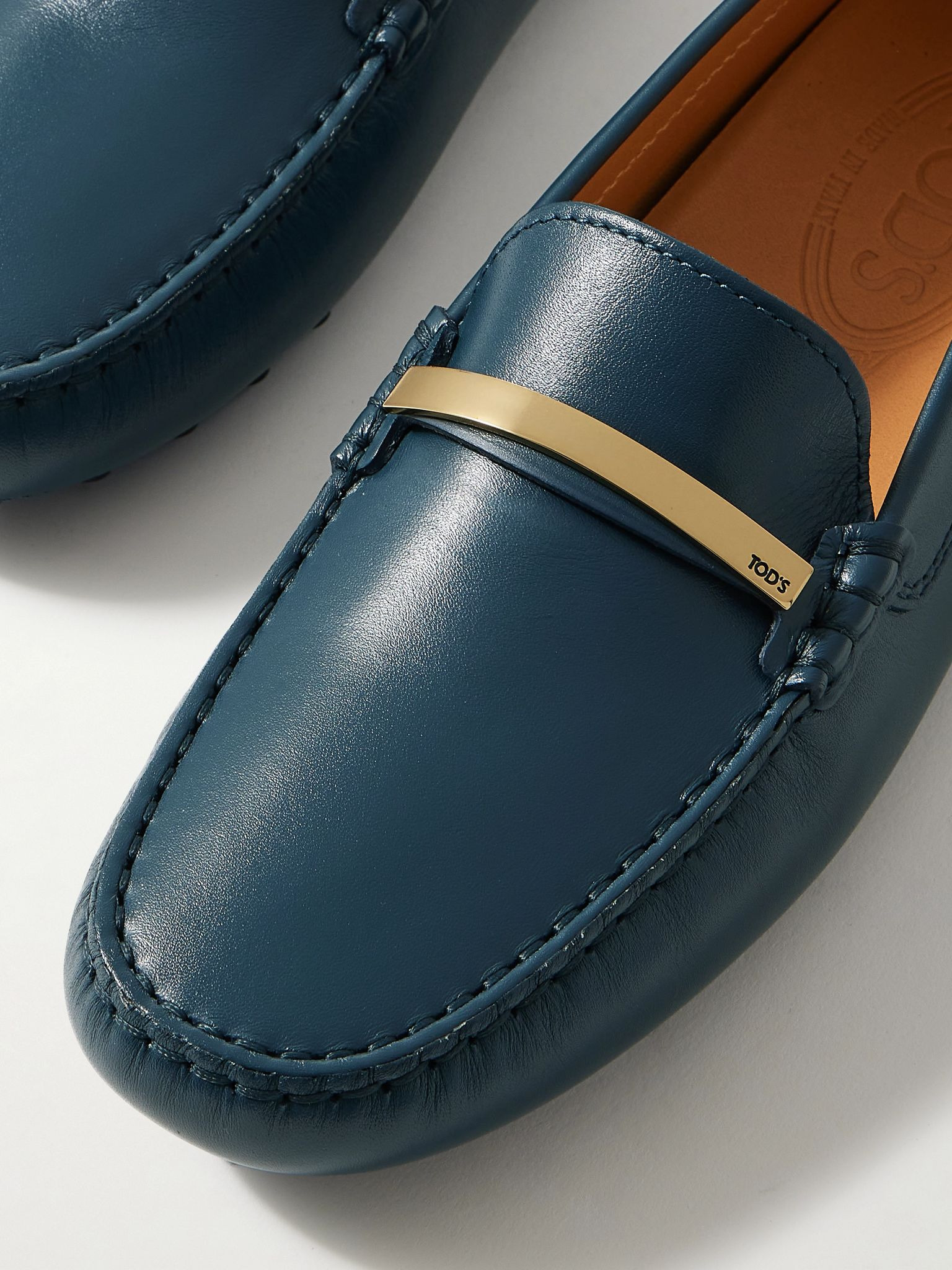 Gommino embellished leather loafers Blue - 4