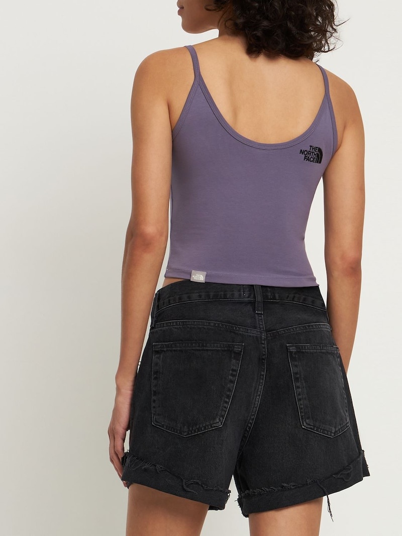 Cropped cotton blend tank top - 3