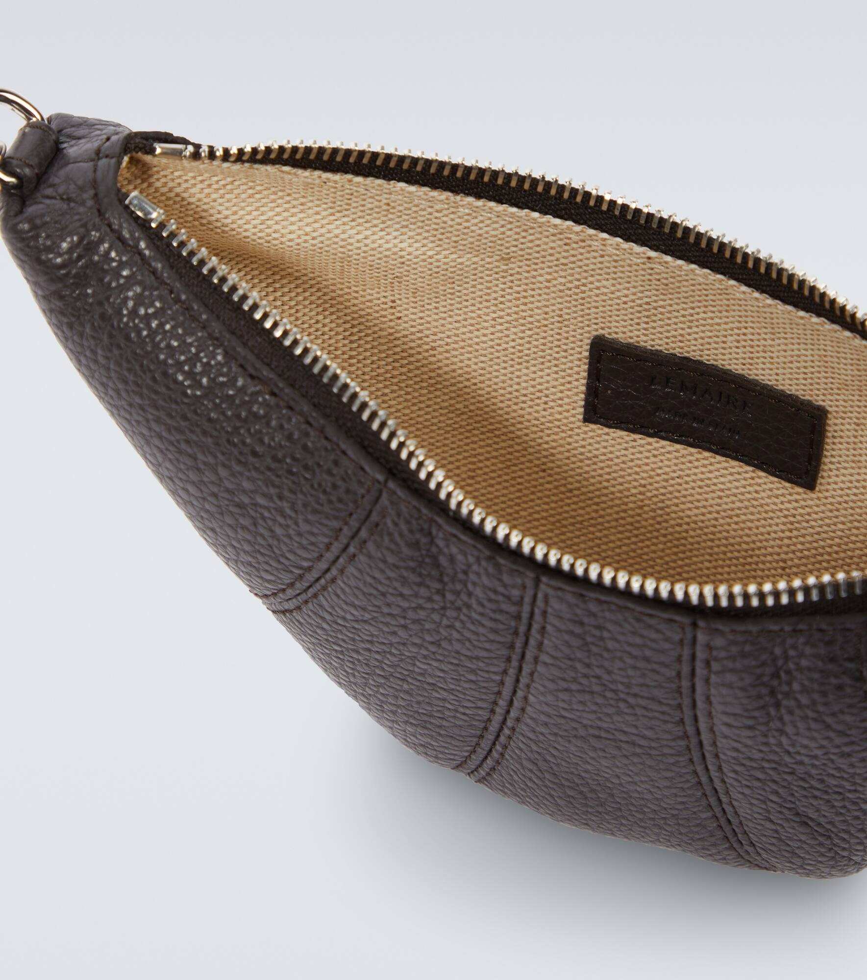 Croissant leather coin purse with strap - 3