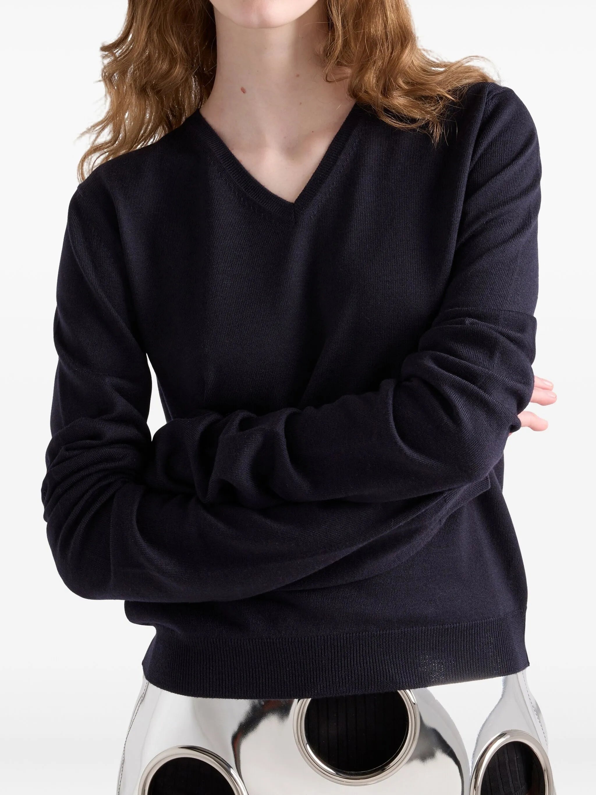 Wool V-neck Sweater - 5