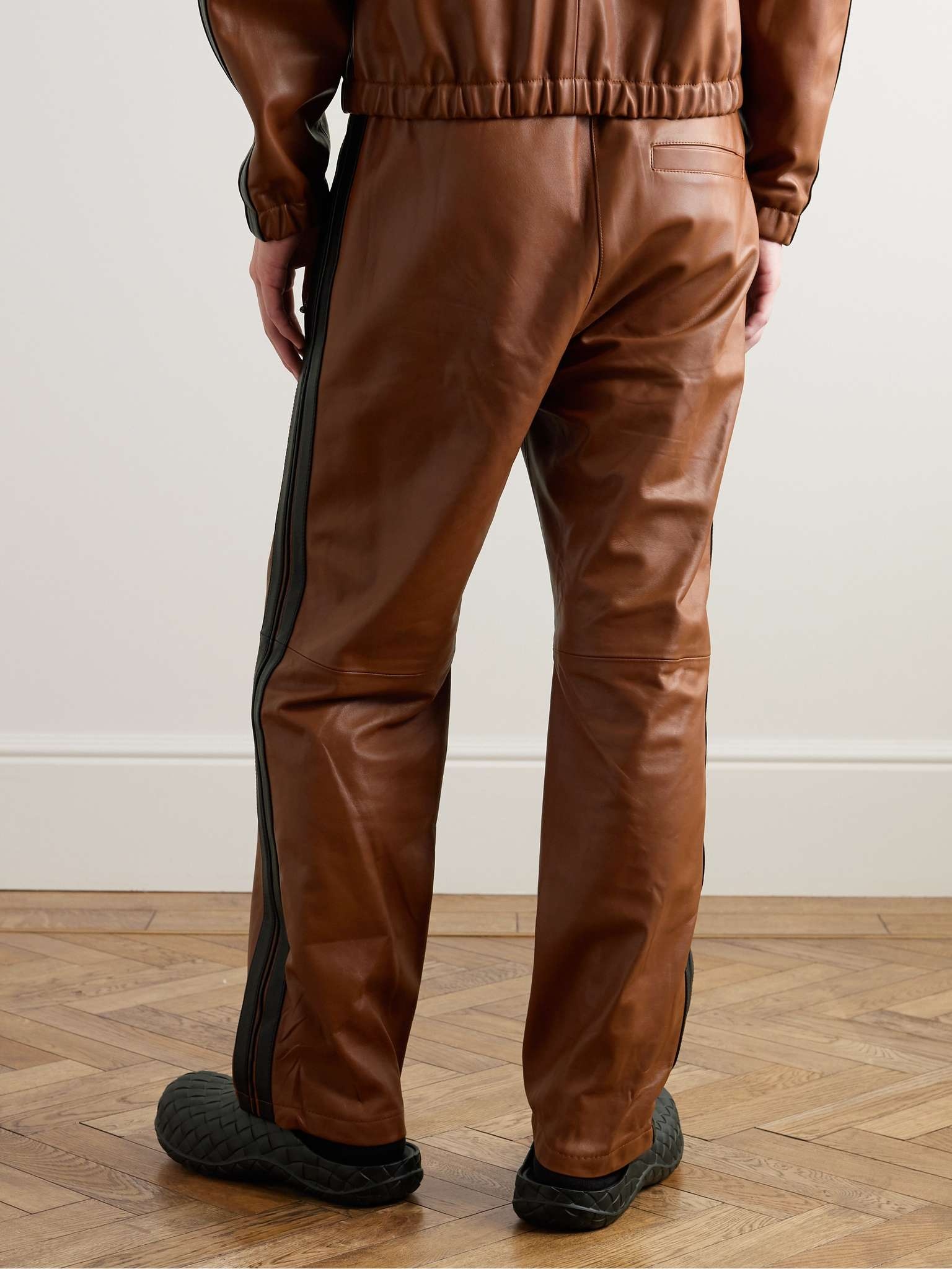 Straight-Leg Striped Nappa Leather Trousers - 4