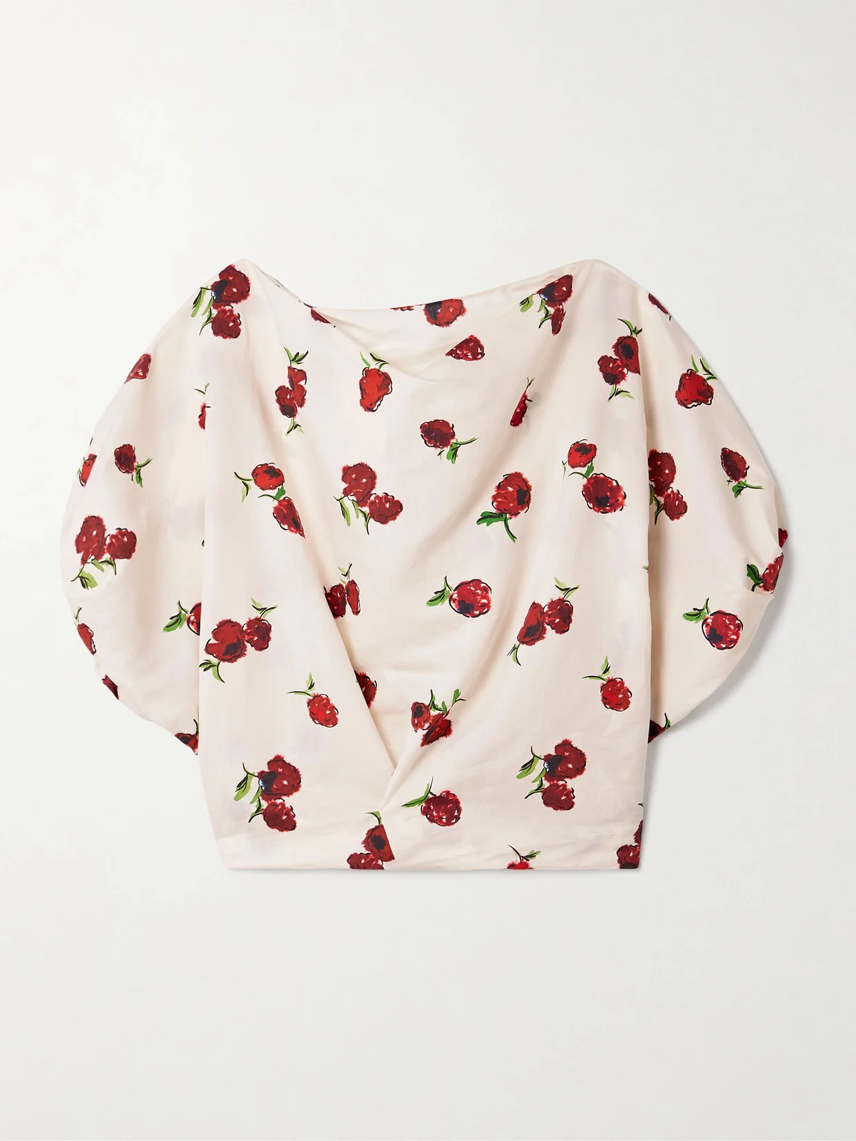 Niles Cropped Draped Silk And Cotton-blend Twill Top - 1