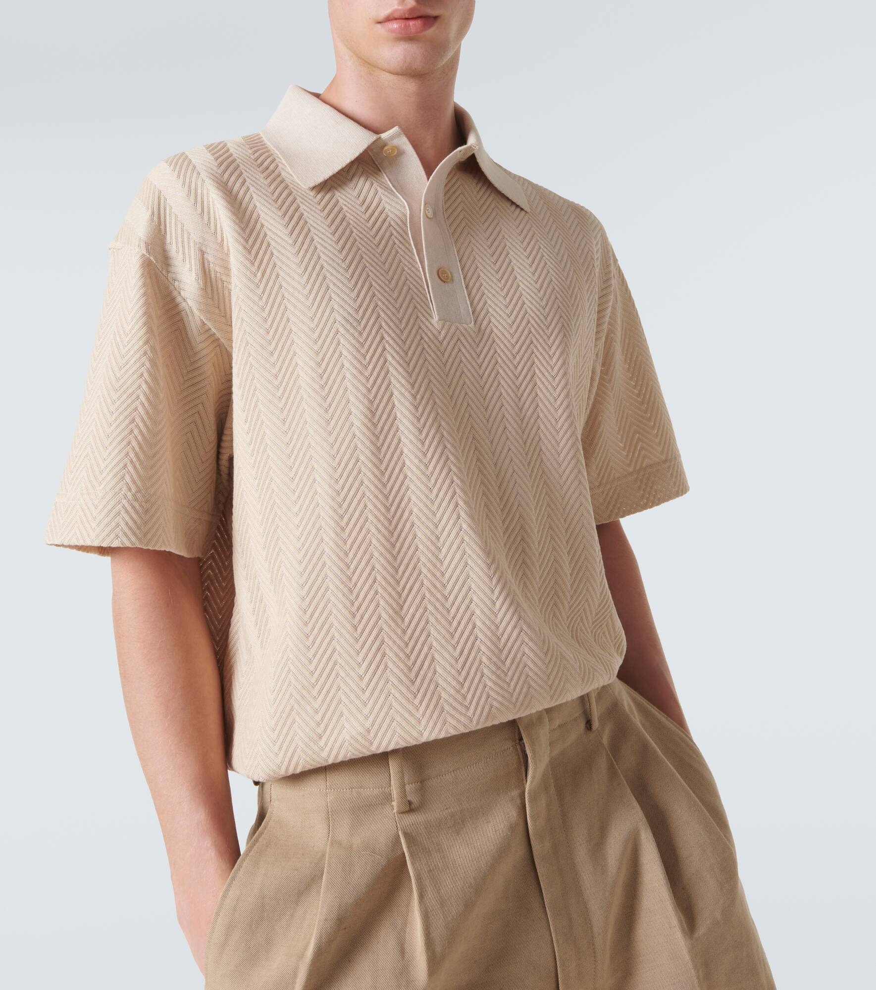 Chevron cotton-blend polo shirt - 5