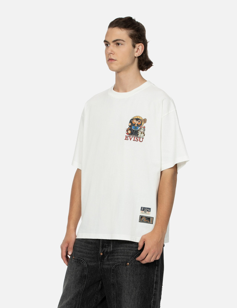 TANUKI AND FORTUNE CAT PRINT LOOSE FIT T-SHIRT 8