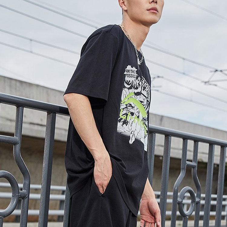 Li-Ning Graphic Loose Fit T-shirt 'Black' AHSR401-2 - 6