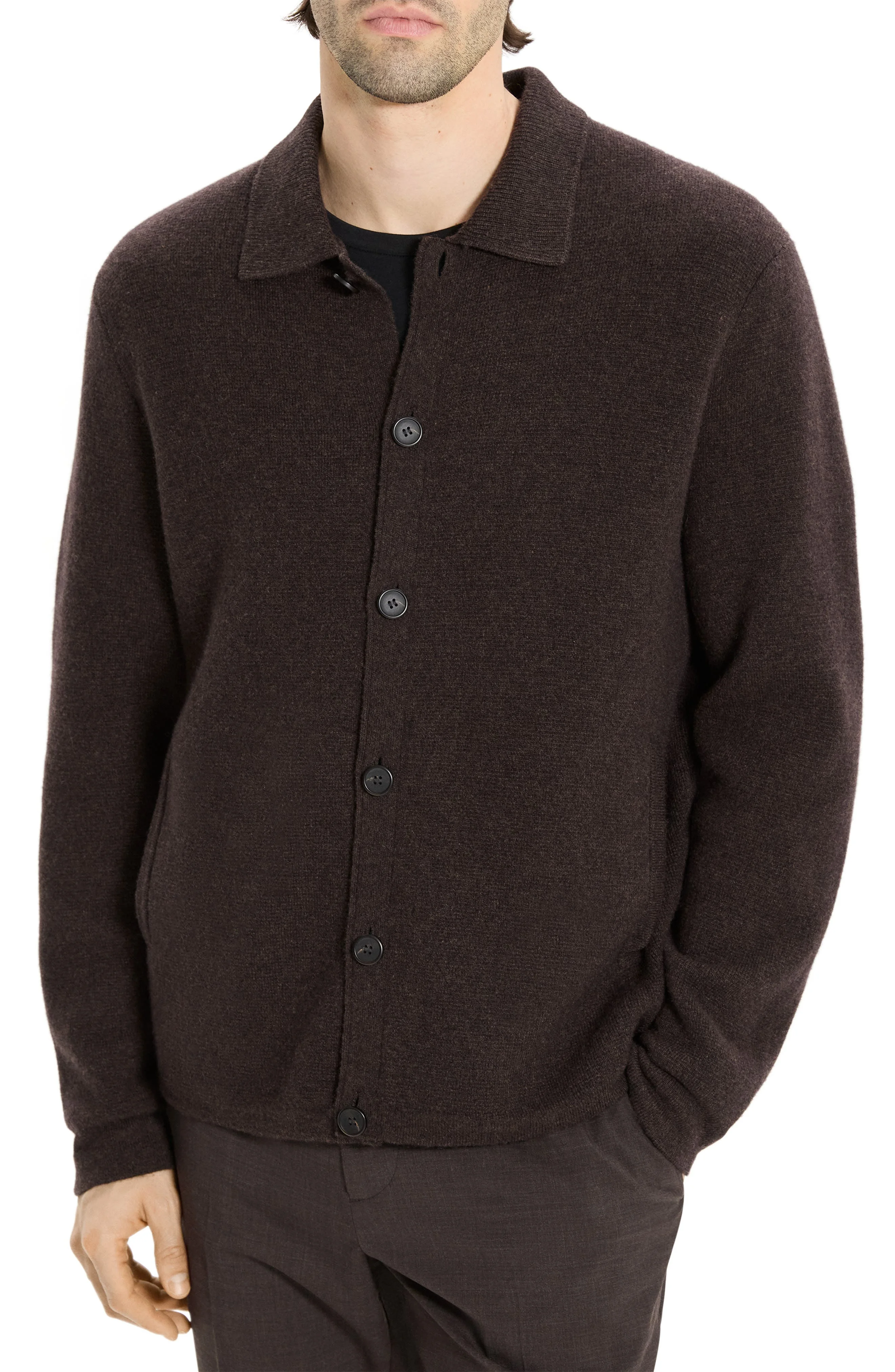 Theory Cameron Cashmere Cardigan in Brownwood Melange at Nordstrom - 1