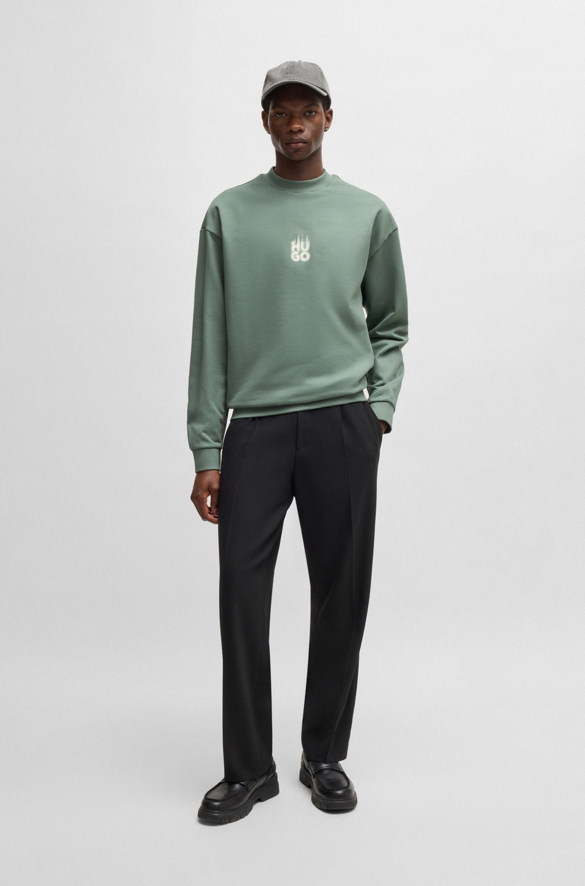 COTTON-TERRY SWEATSHIRT WITH STACKED SMOKE LOGO PRINTS - 4
